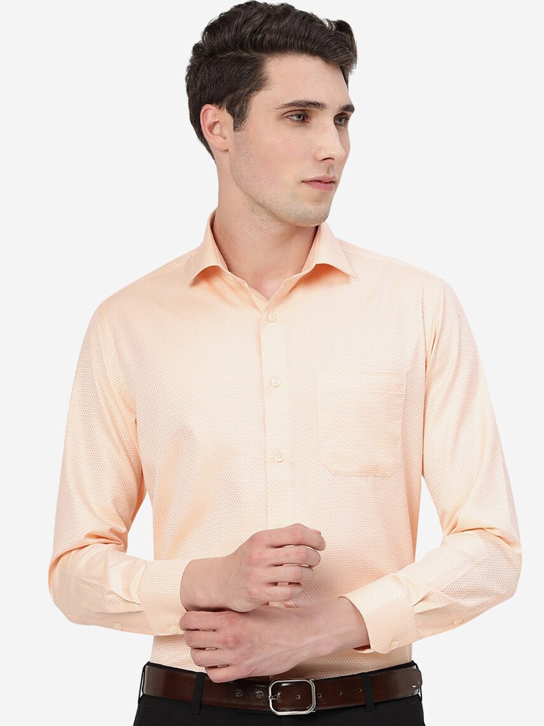 

Greenfibre Slim Fit Spread Collar Formal Shirt, Peach