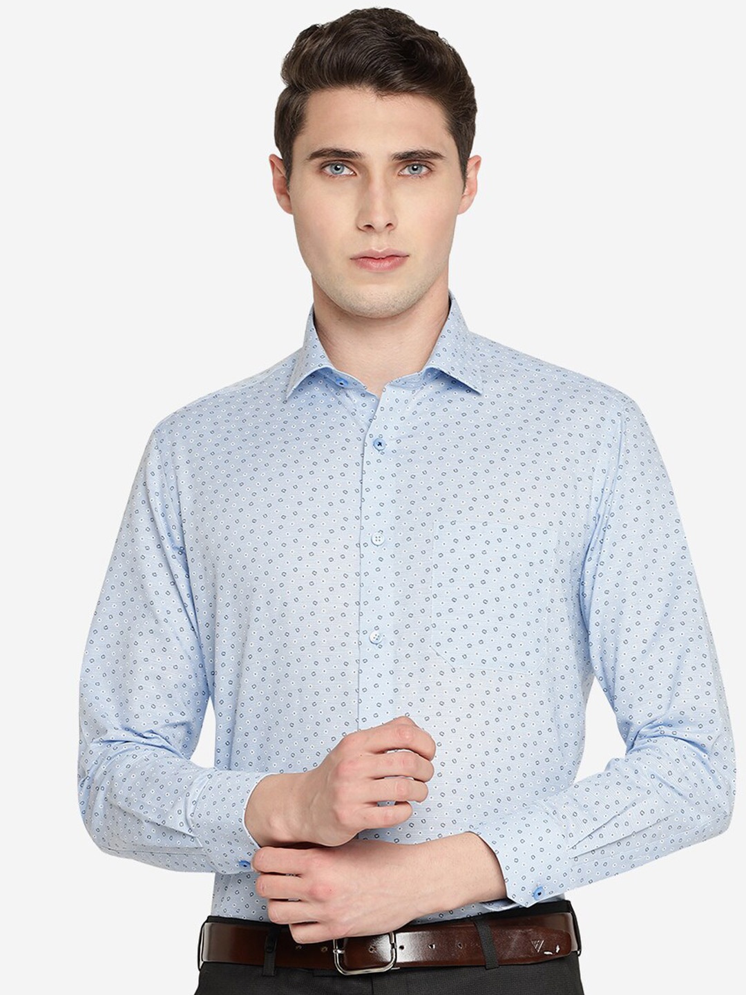 

Greenfibre Slim Fit Micro Ditsy Printed Formal Shirt, Blue