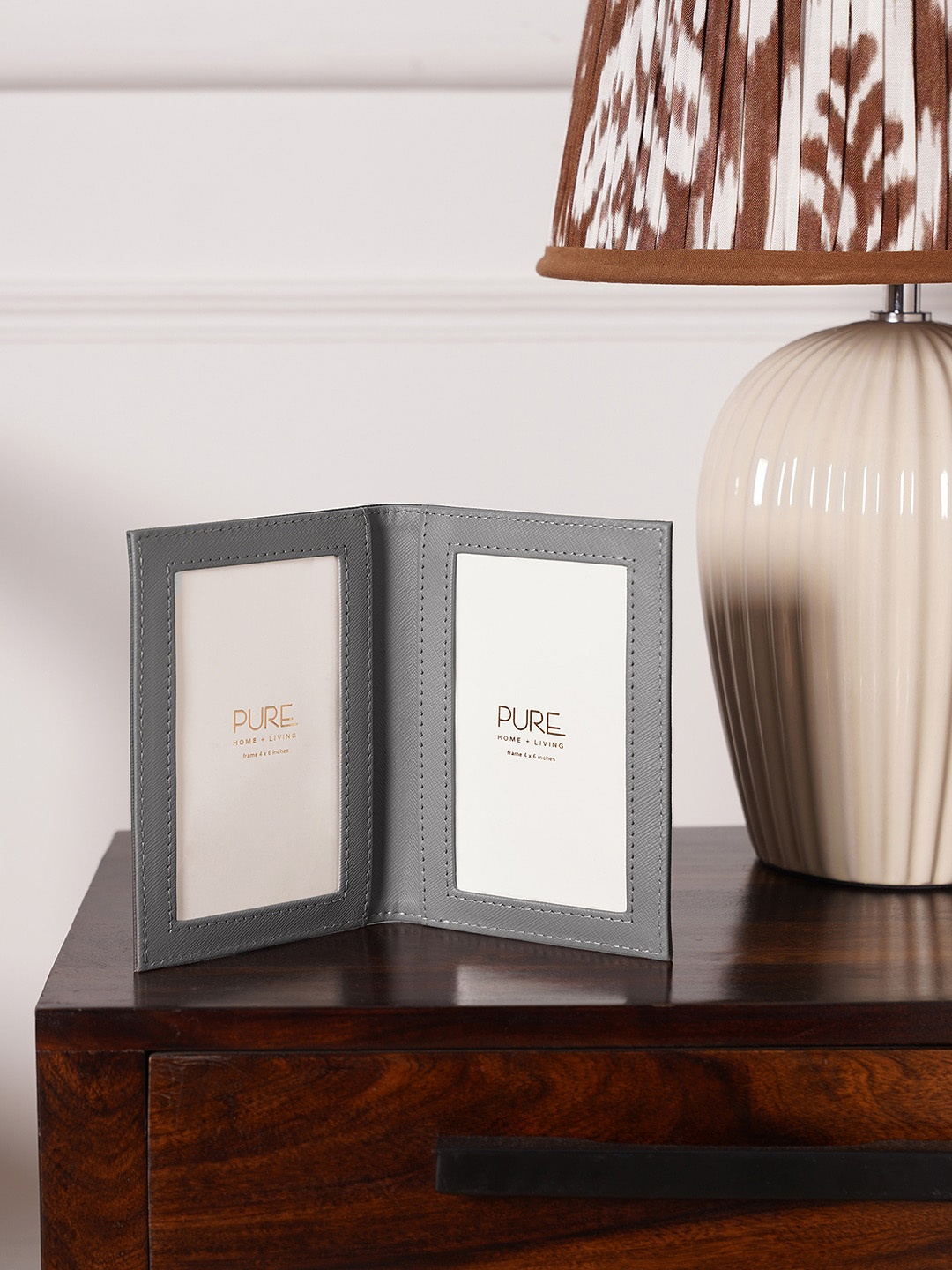 

Pure Home and Living Grey 2 Side Faux Leather Photo Frame