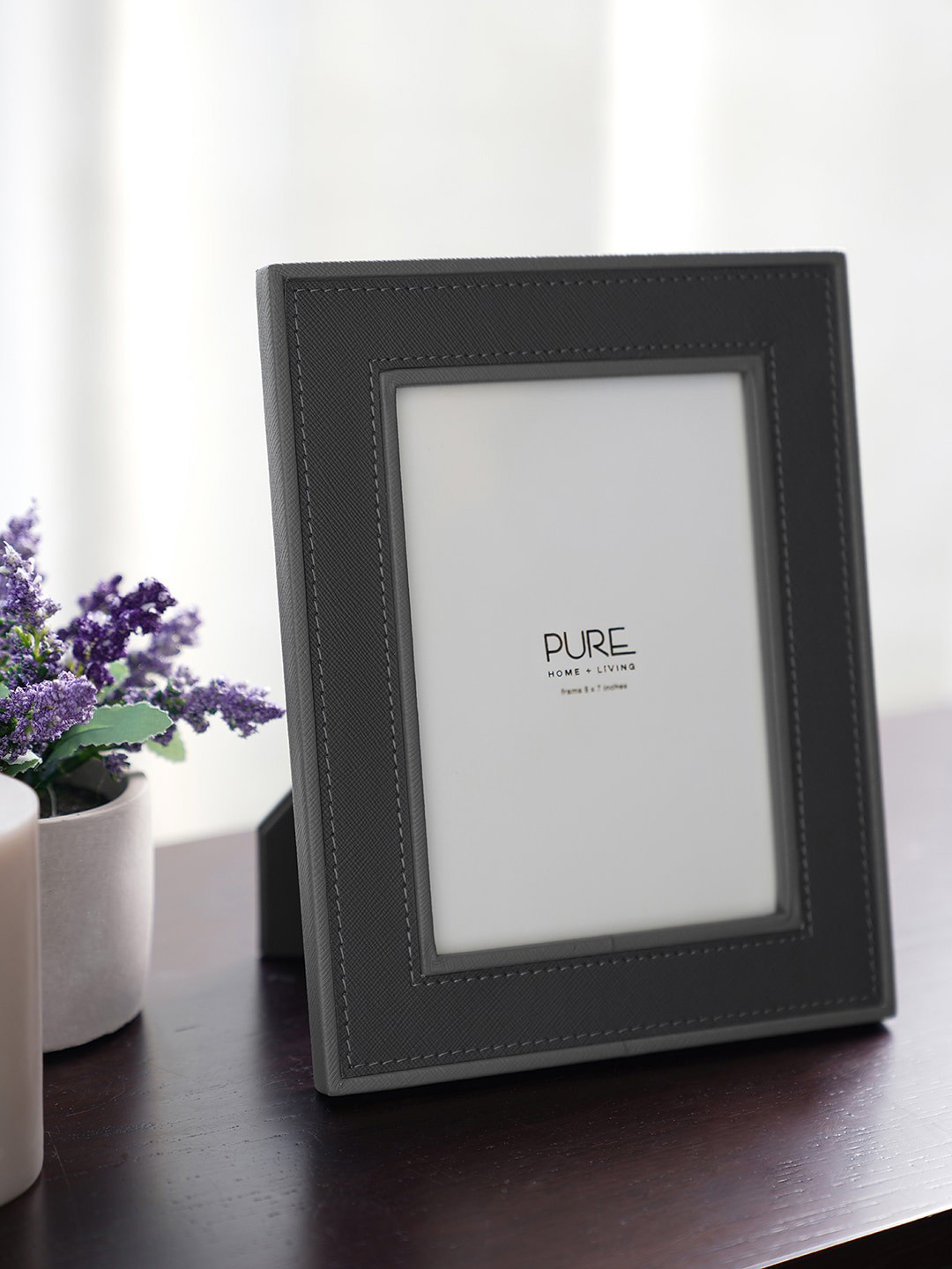 

Pure Home and Living Grey Leather Photo Frame