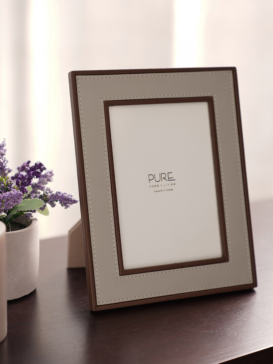 

Pure Home and Living Beige & Brown Faux Leather Photo Frame