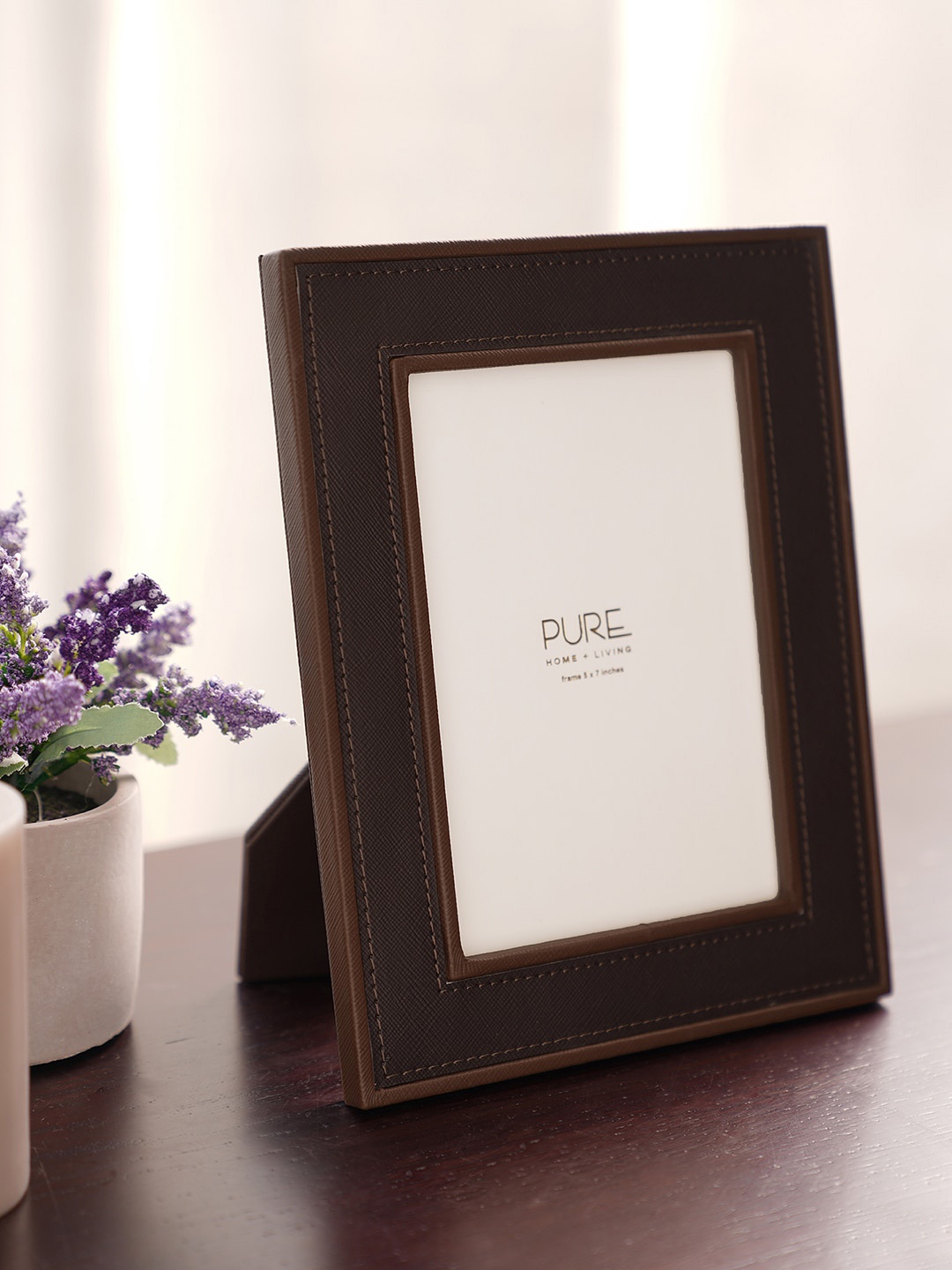 

Pure Home and Living Brown Faux Leather Photo Frame