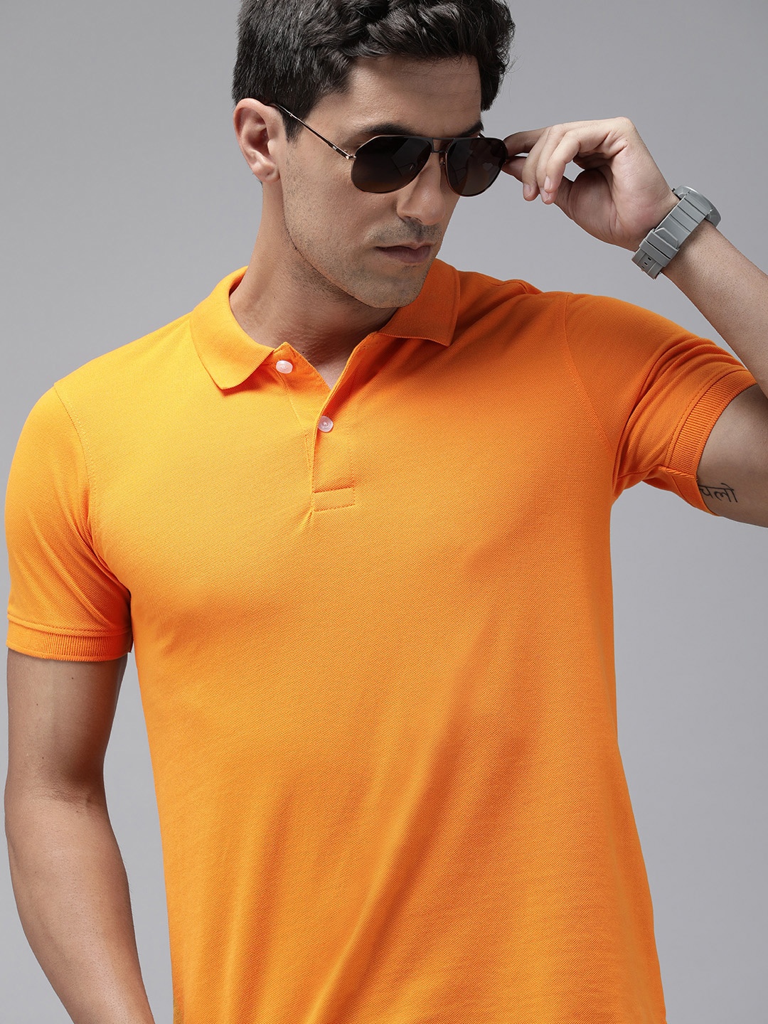 

Roadster Men Polo Collar T-shirt, Orange