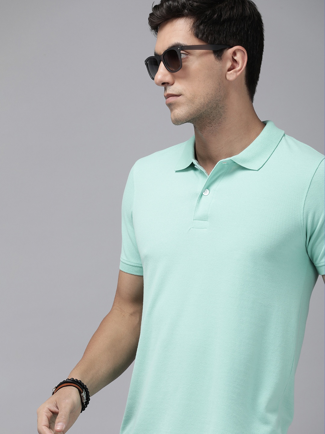 

Roadster Men Polo Collar T-shirt, Sea green