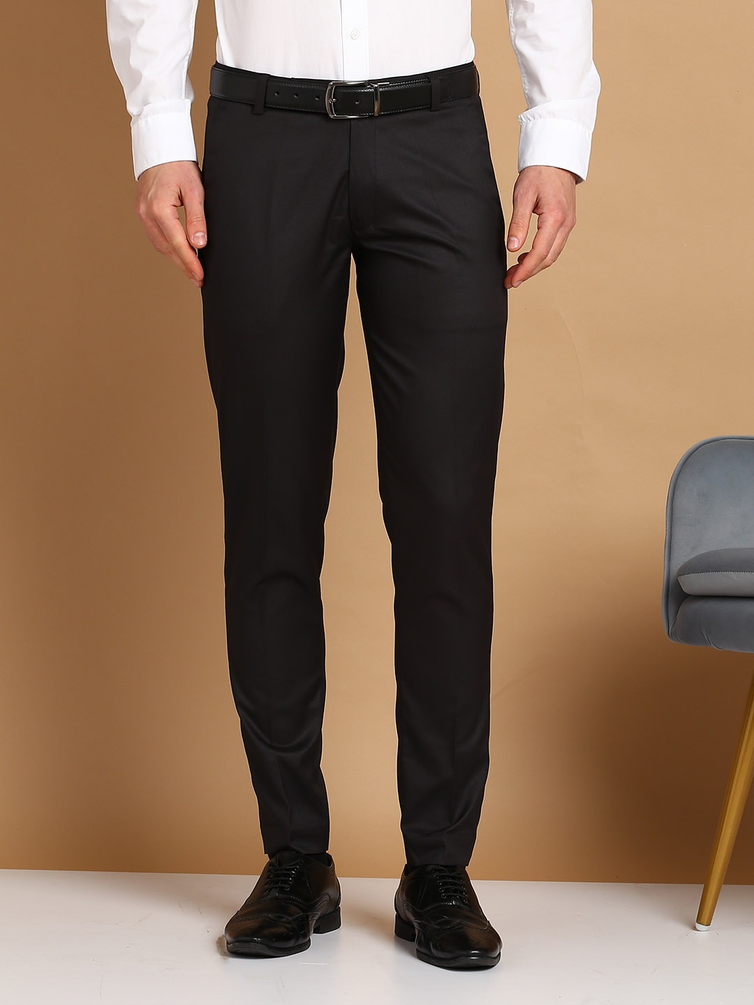 

FUBAR Men Comfort Easy Wash Mid Rise Cotton Formal Trousers, Black