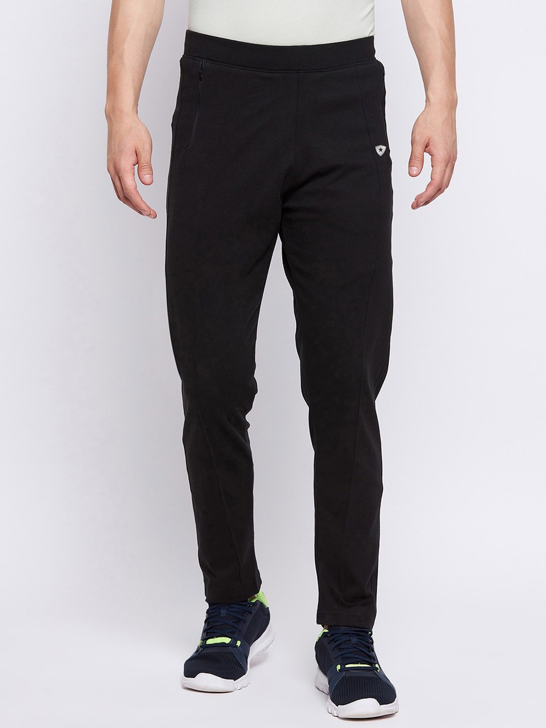 

FRENCH FLEXIOUS Men Plus Size Side Zipper Pockets Track Pant, Black