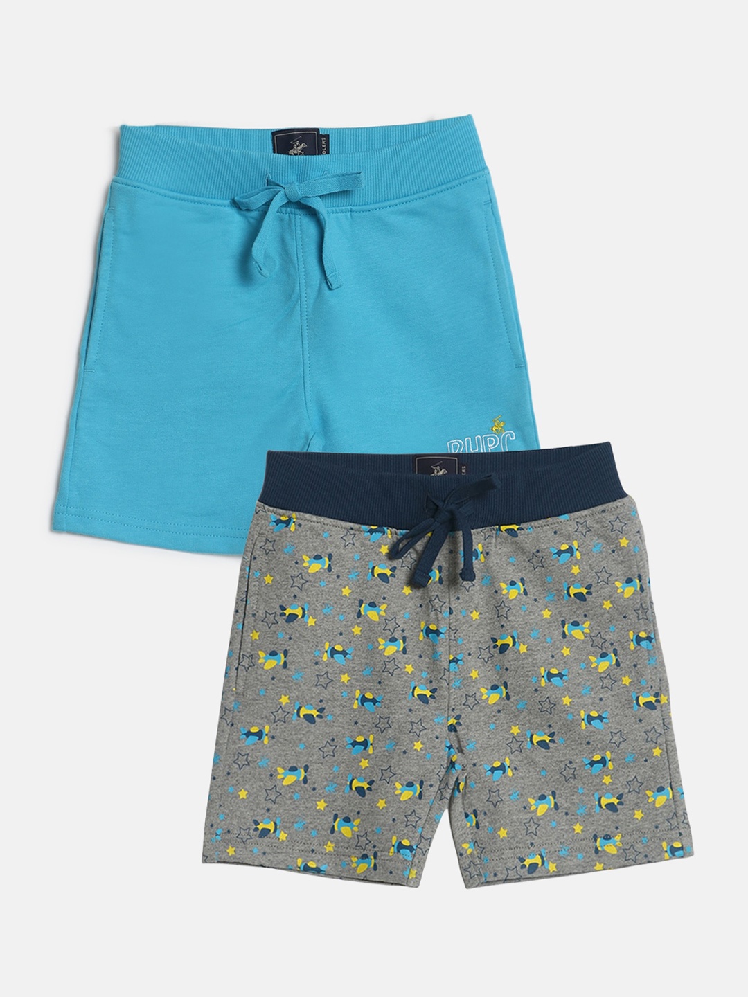 

Beverly Hills Polo Club Boys Pack Of 2 Above Knee Pure Cotton Shorts, Blue