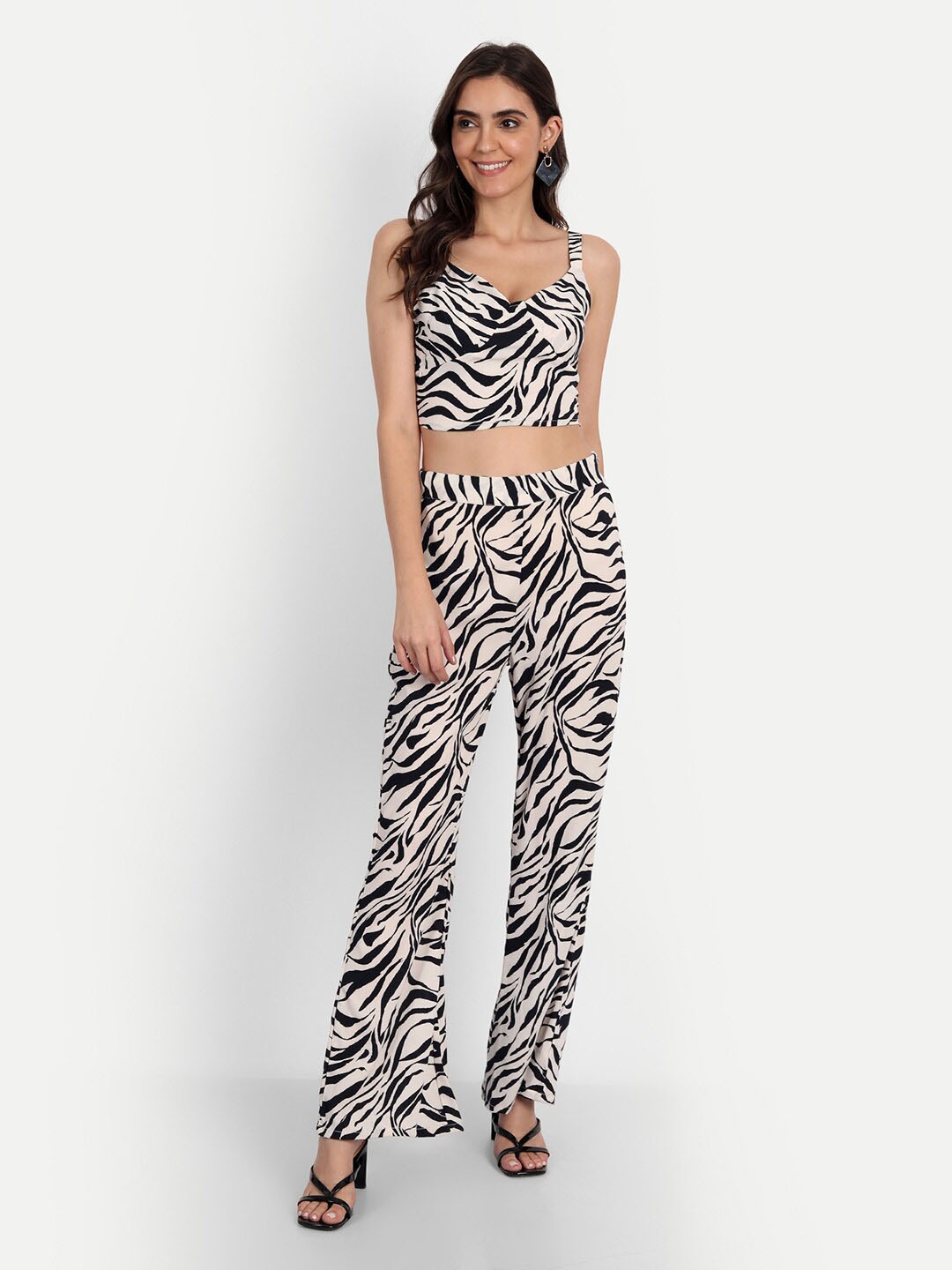

Emprall Women Printed Top with Trousers, White