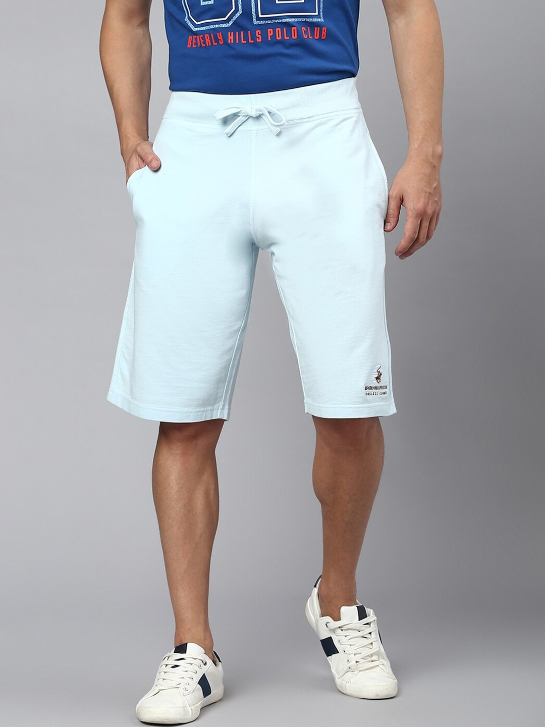 

Beverly Hills Polo Club Men Knee Length Pure Cotton Shorts, Blue