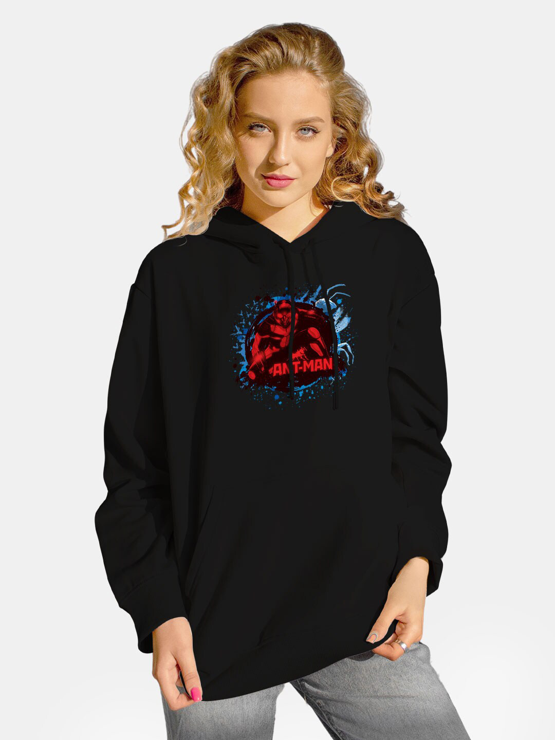 

macmerise Ant-Man Printed Hood Neck Cotton Sweatshirt, Black