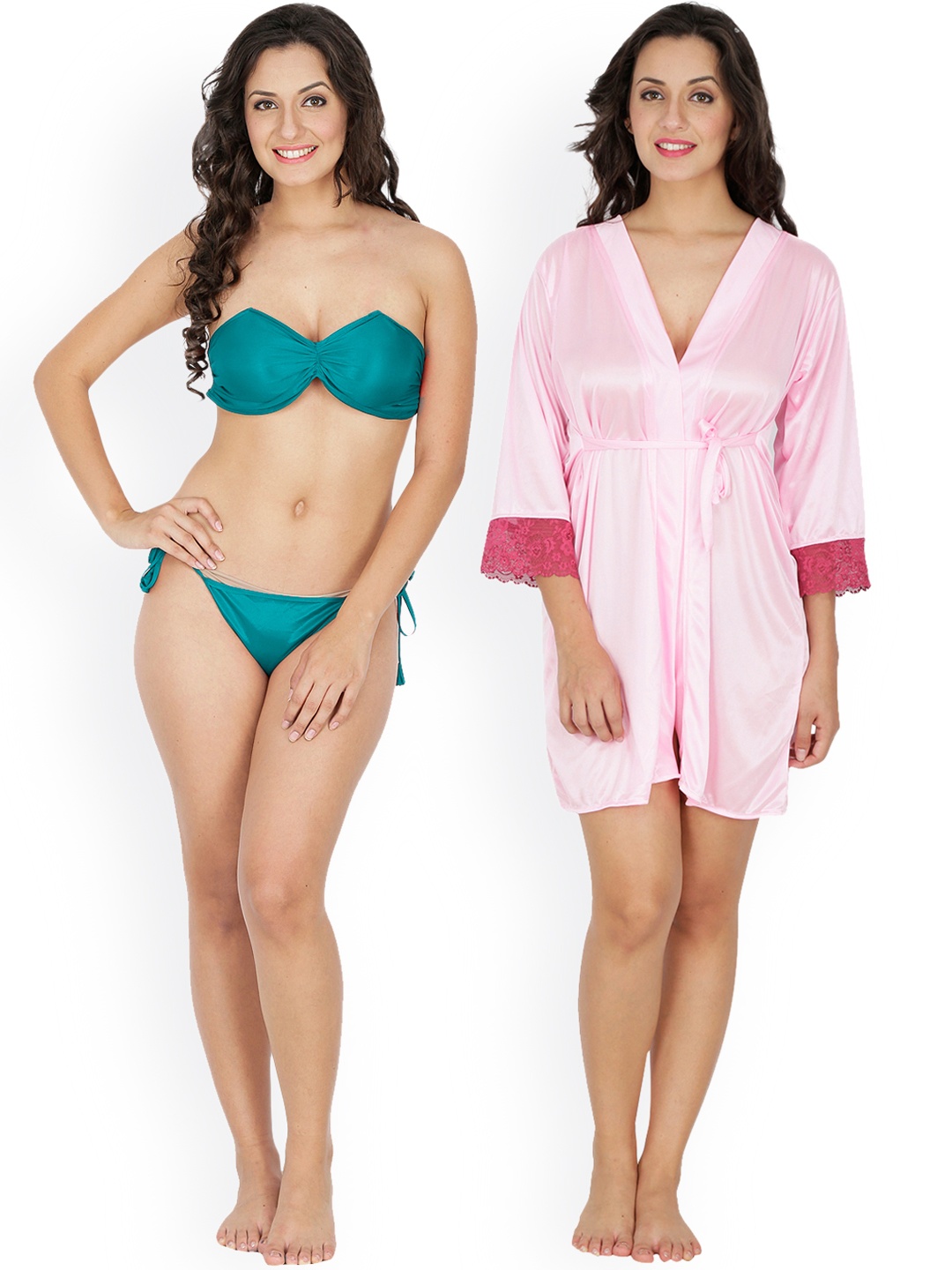 

Klamotten Turquoise Blue & Pink Lingerie Set