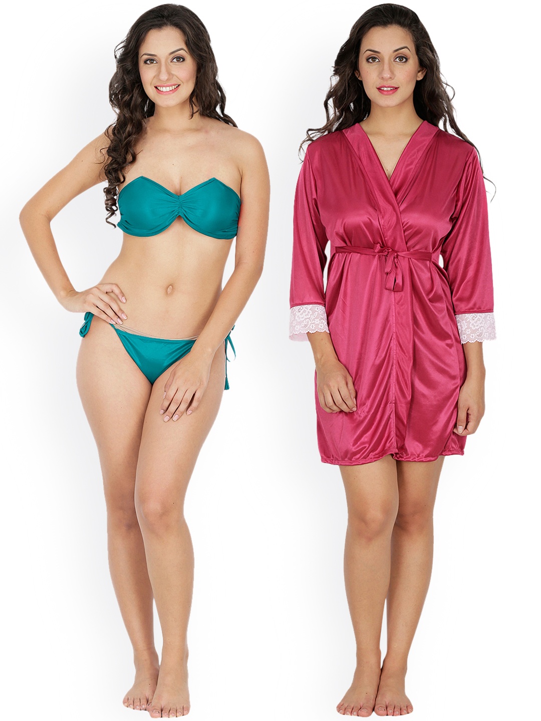 

Klamotten Turquoise Blue & Magenta Lingerie Set