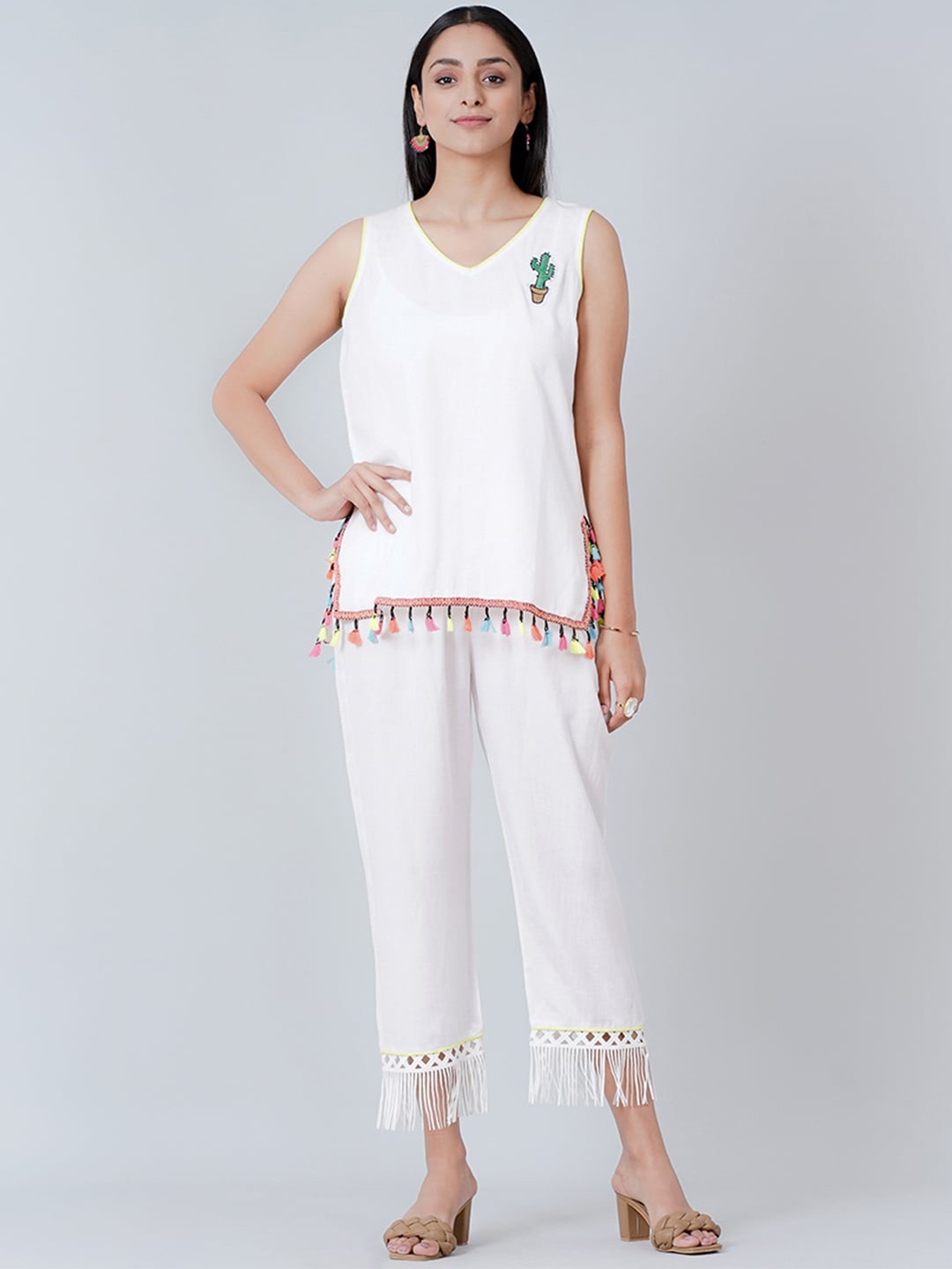 

First Resort by Ramola Bachchan Top & Trouser Co-Ords, White