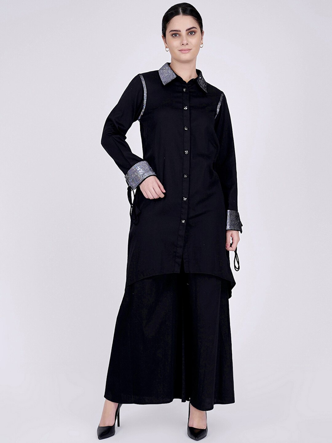 

First Resort by Ramola Bachchan Shirt & Palazzos Co-Ords, Black