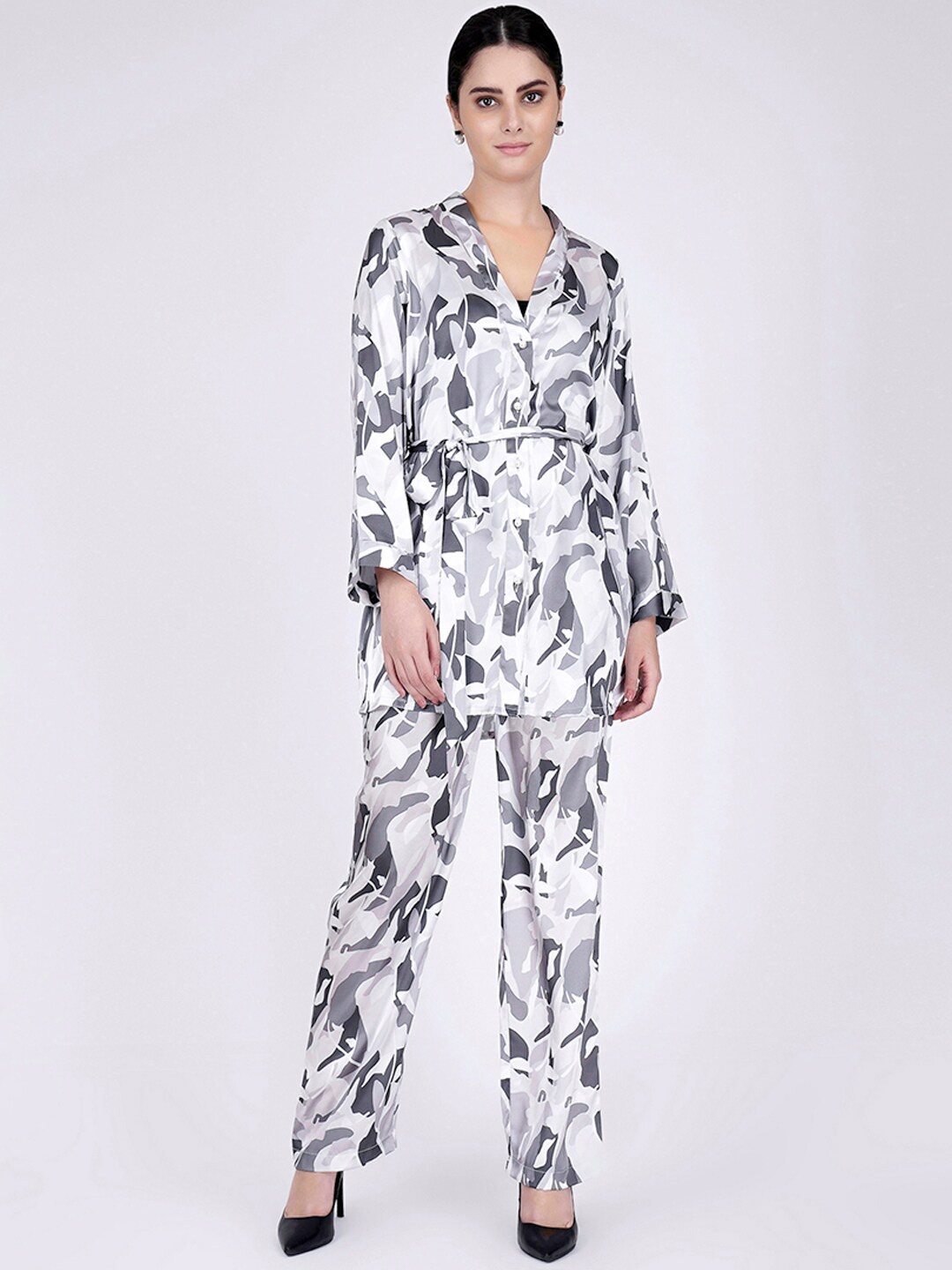 

First Resort by Ramola Bachchan Camouflage Printed Co-Ords, Grey