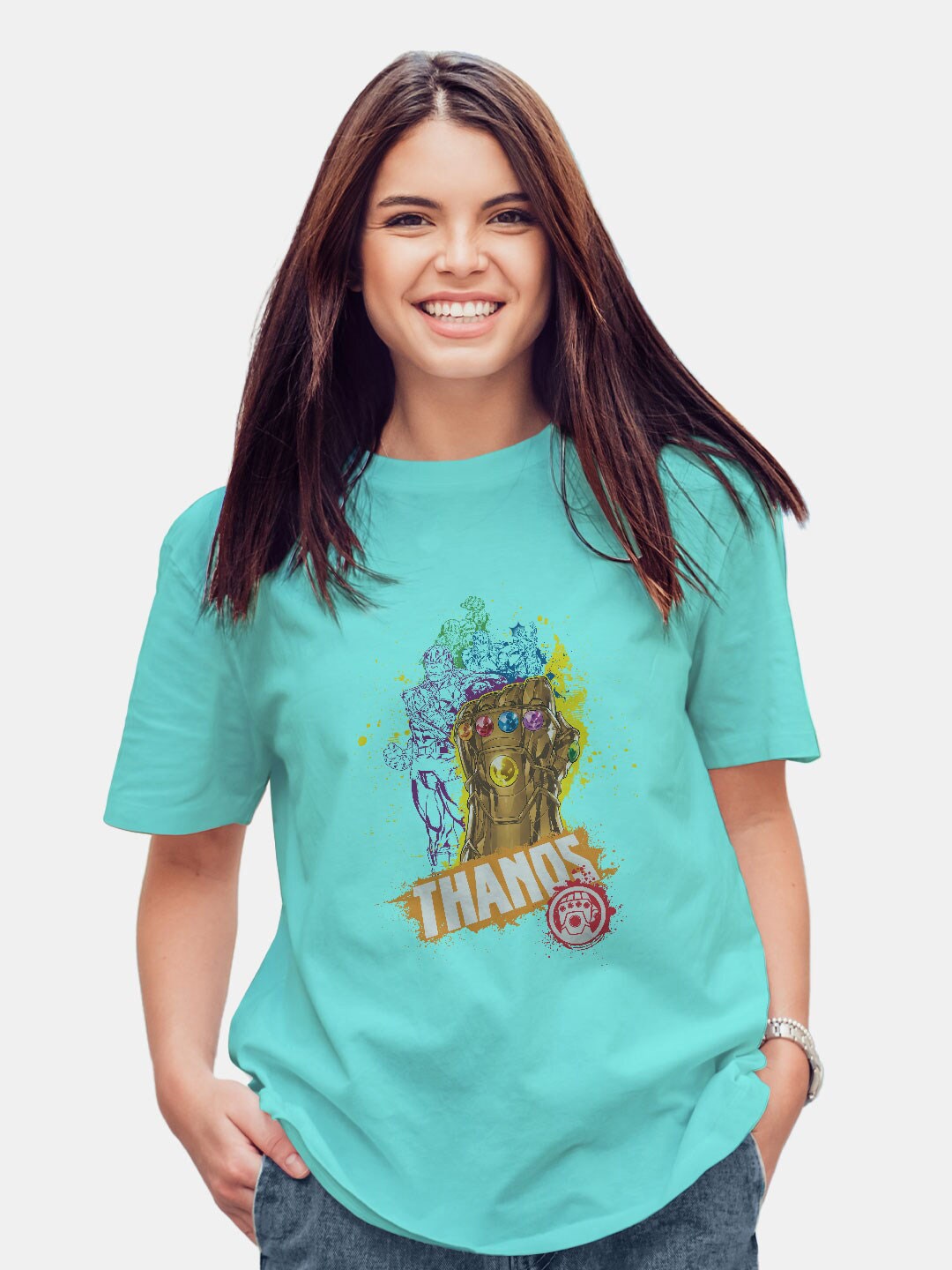 

macmerise Thanos Printed Cotton Bio Finish Oversize Fit T-shirt, Sea green