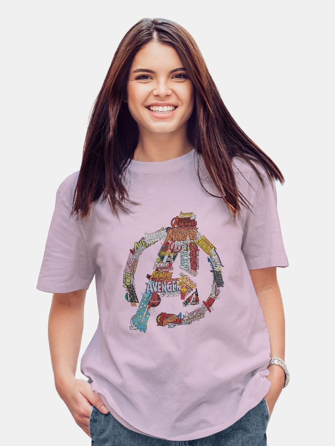 

macmerise Avengers Printed Bio Finish Oversize Cotton T-shirt, Pink