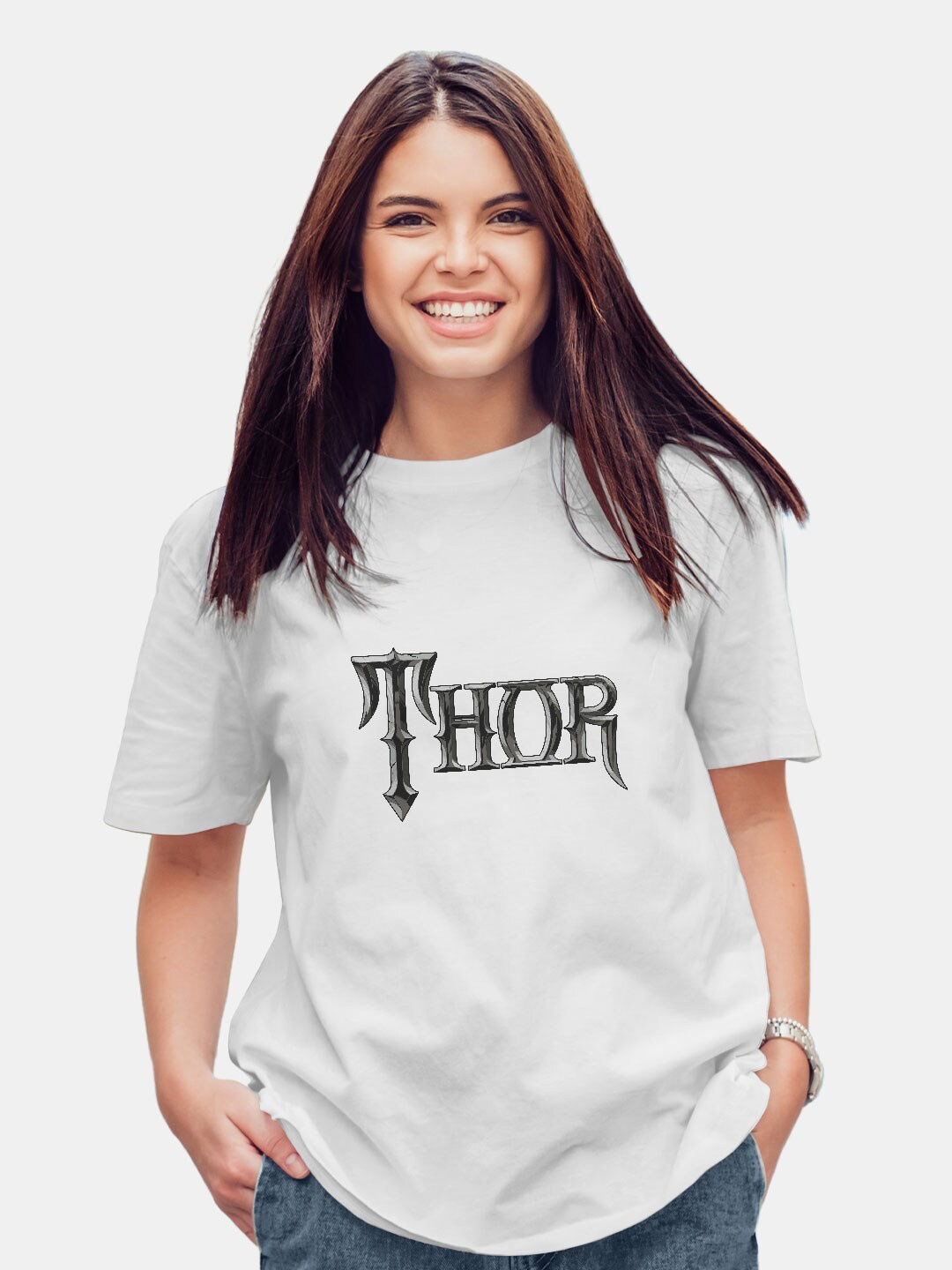 

macmerise Thor Printed Bio Finish Oversize Cotton T-shirt, White