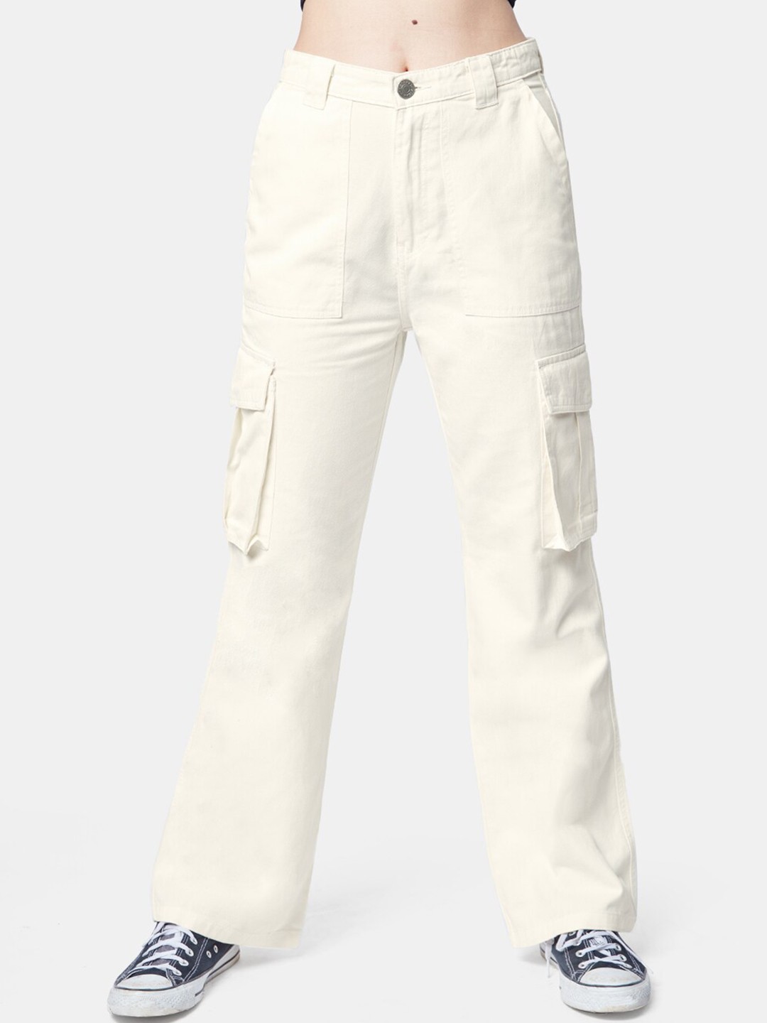 

The Souled Store Women Off White Mid-Rise Cargos
