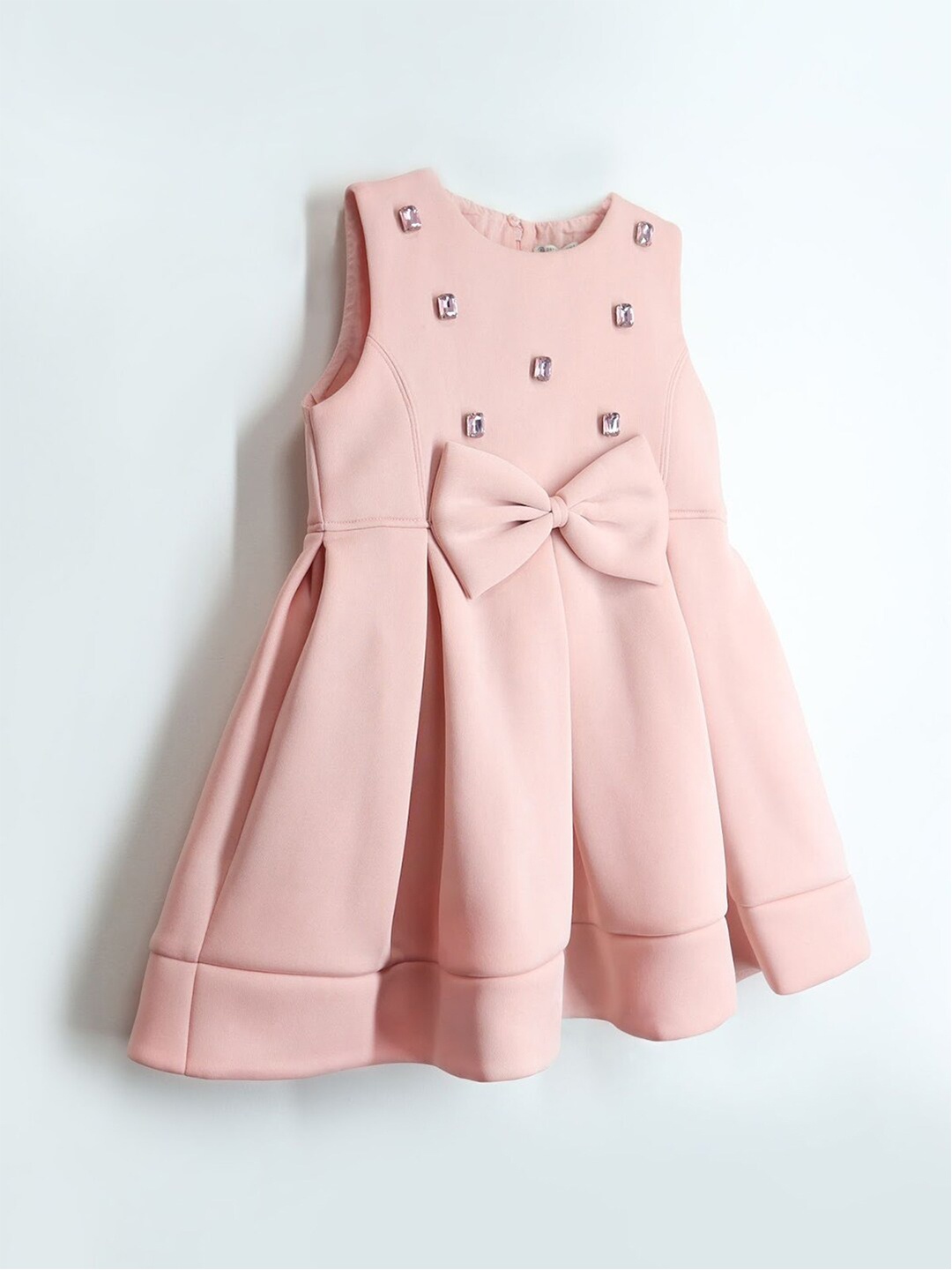 

Cherry Crumble Embellished Bow Detail Fit and Flare Dress, Peach