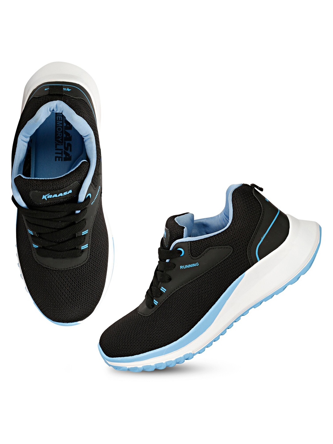 

KRAASA Men Mesh Cushioned Footbed Non-Marking Running Shoes, Black