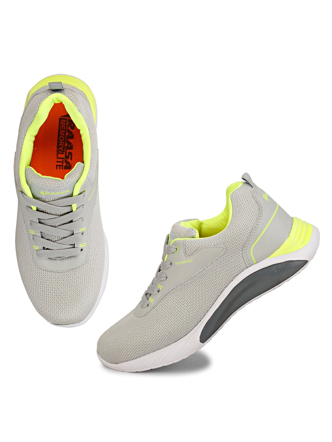

KRAASA Men Mesh Cushioned Footbed Non-Marking Running Shoes, Grey