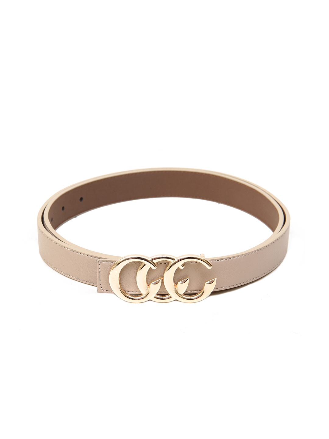 

Calvadoss Women Textured Push Pin Closure Belt, Beige