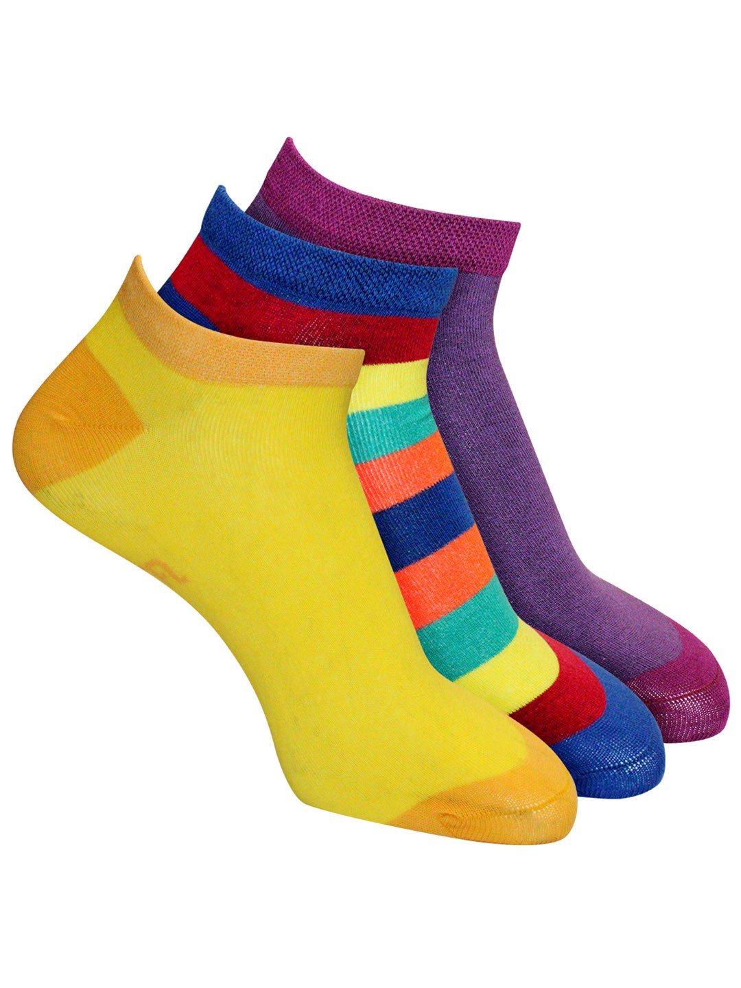 

Man Arden Men Pack Of 3 Ankle Length Cotton socks, Yellow