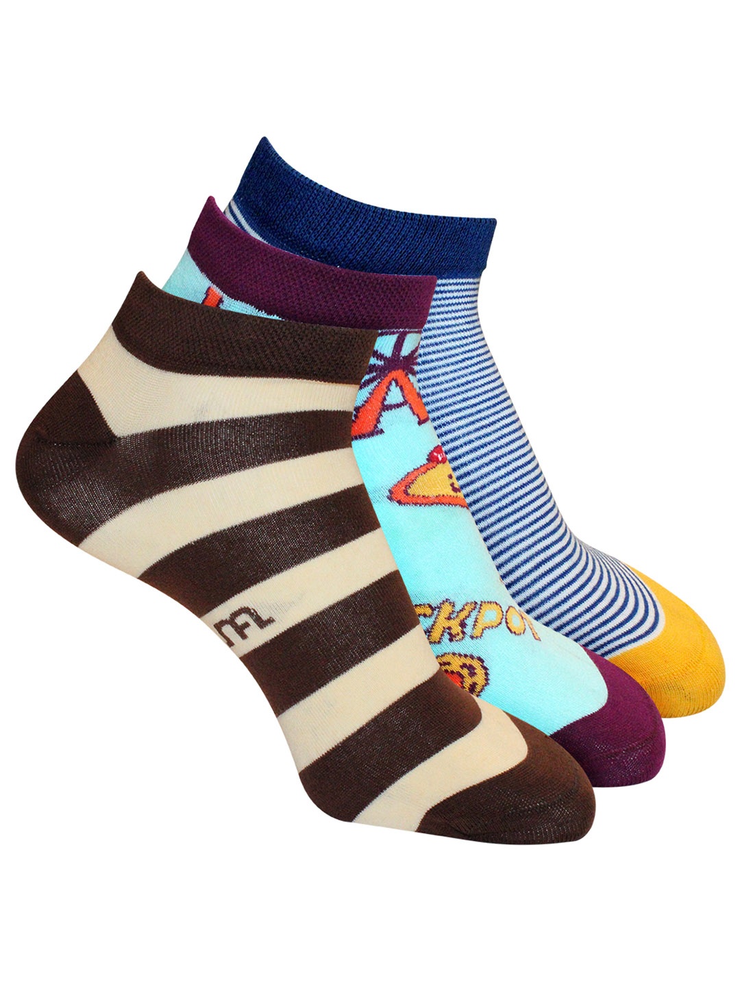 

Man Arden Men Pack Of 3 The Cool Cope Designer Edition Cotton Ankle-Length Socks, Brown