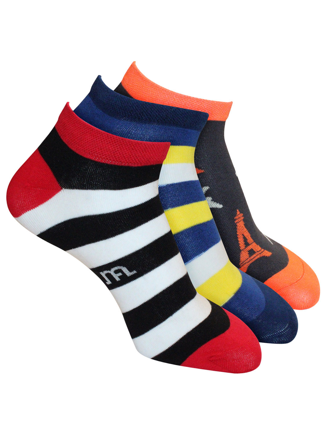 

Man Arden Men Pack Of 3 Striped Ankle-Length Socks, White