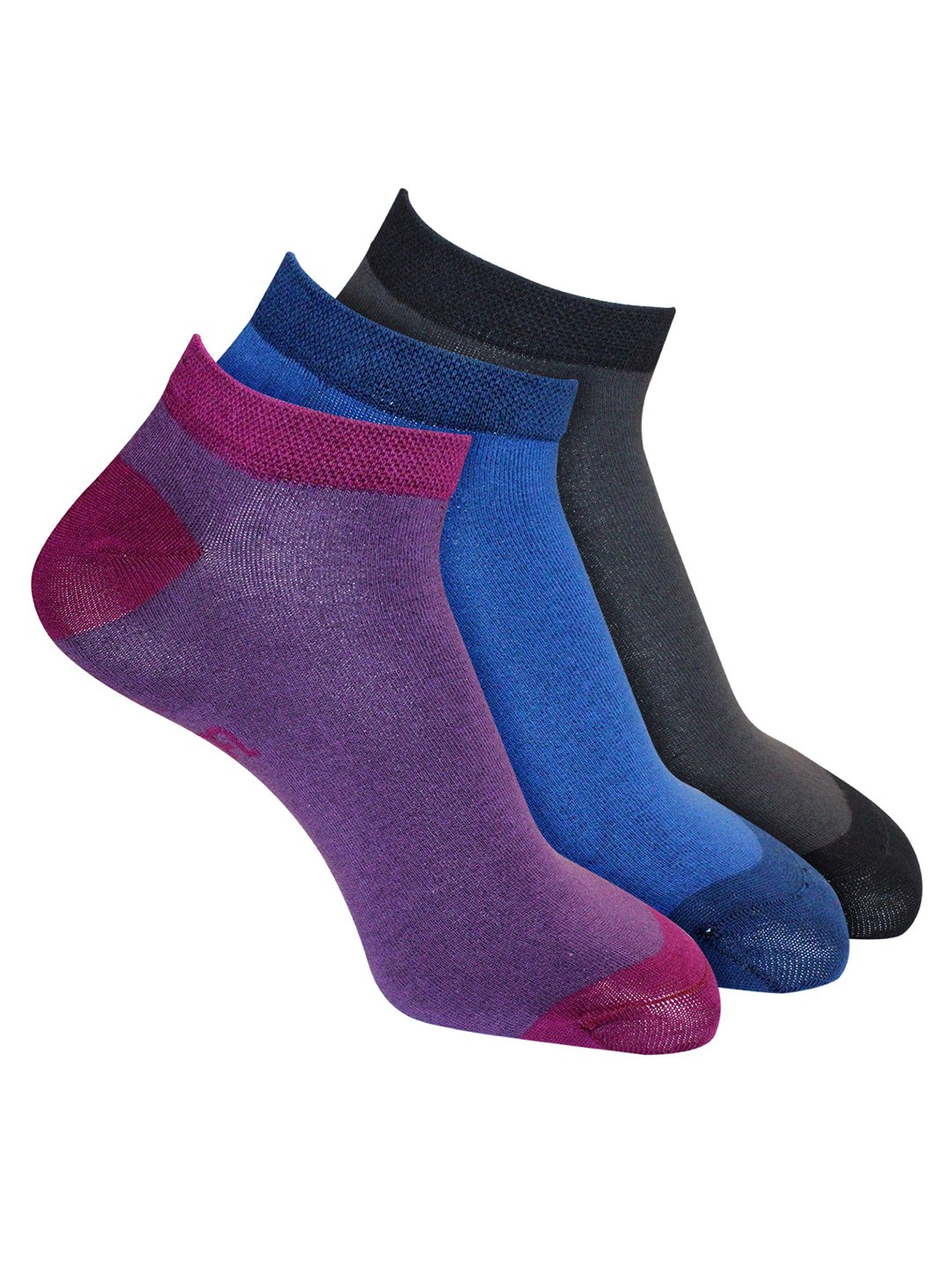 

Man Arden Men Pack Of 3 Ankle Length Cotton socks, Violet