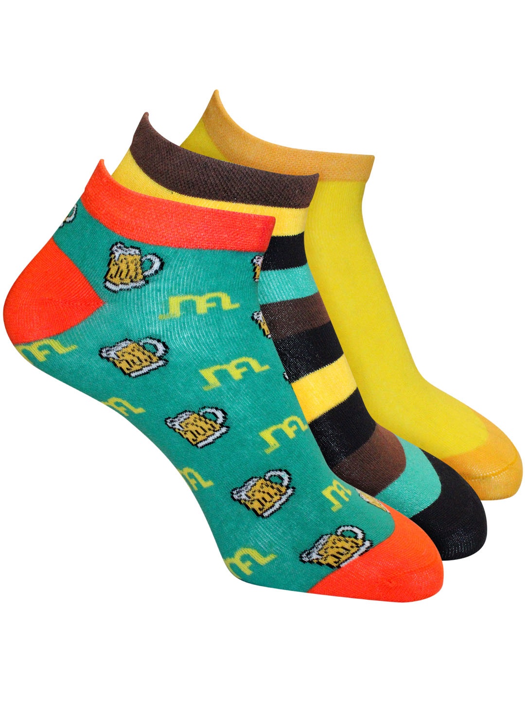 

Man Arden Men Pack Of 3 Patterned The Awe-Amaze Designer Edition Ankle Length Socks, Turquoise blue