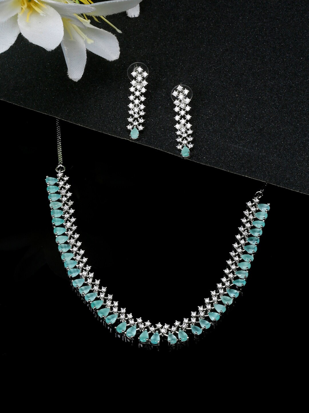 

YouBella Silver-Plated AD-Studded Jewellery Set
