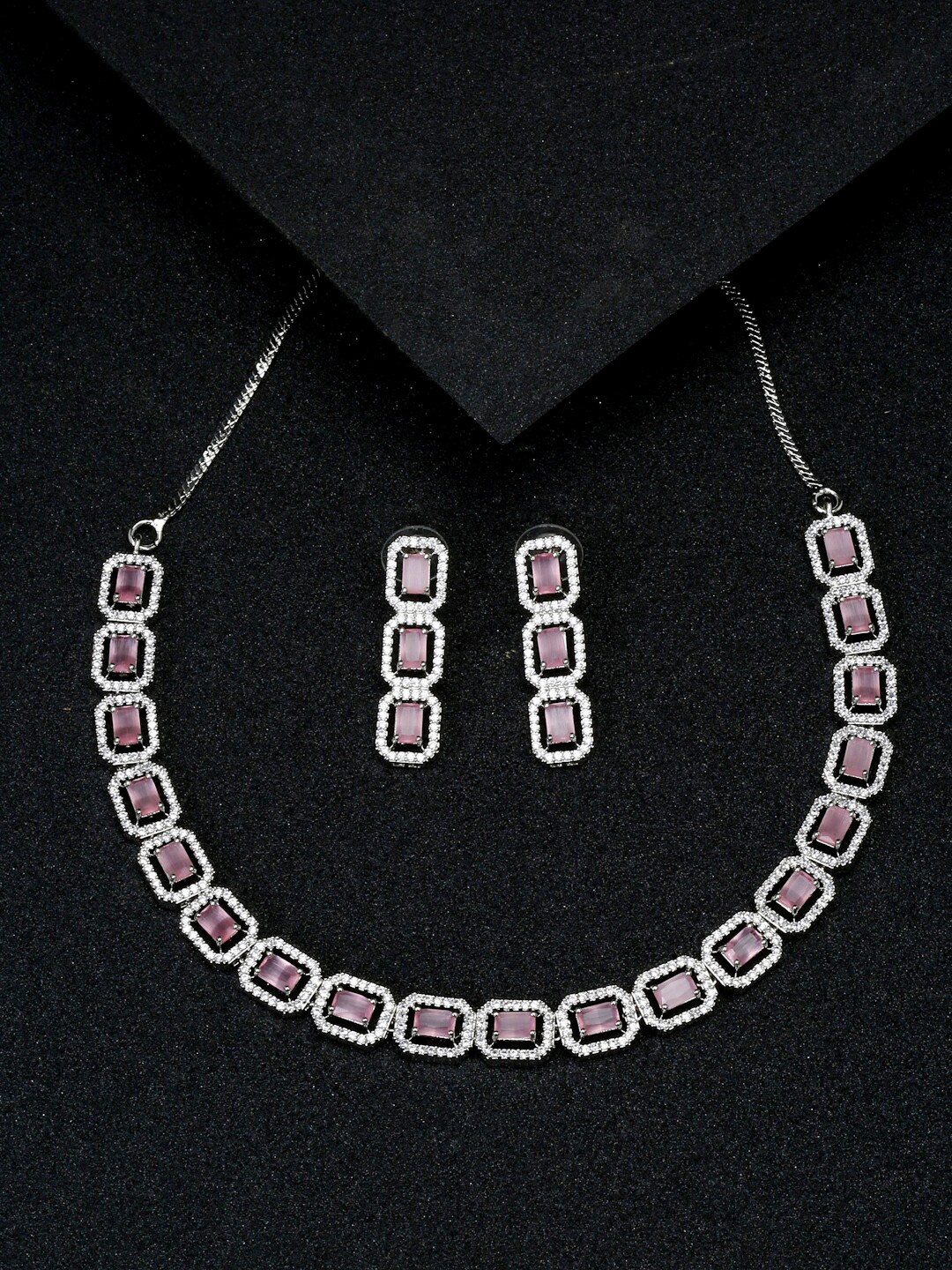 

YouBella Silver-Plated AD-Studded Jewellery Set