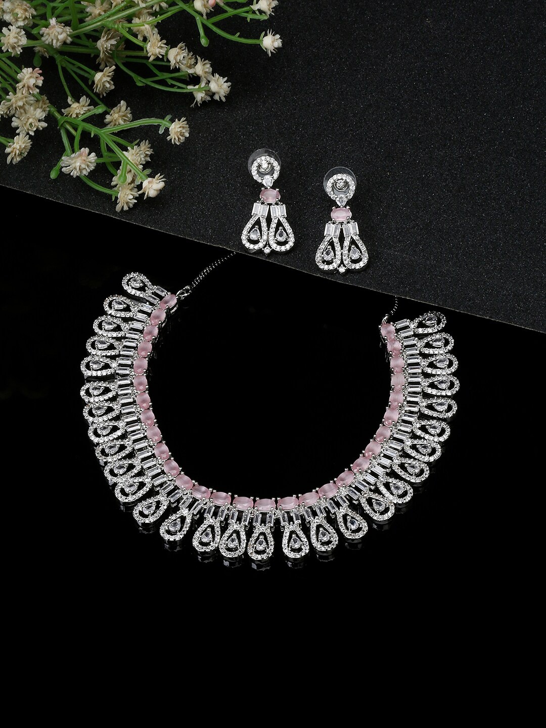 

YouBella Silver-Plated AD-Studded Jewellery Set