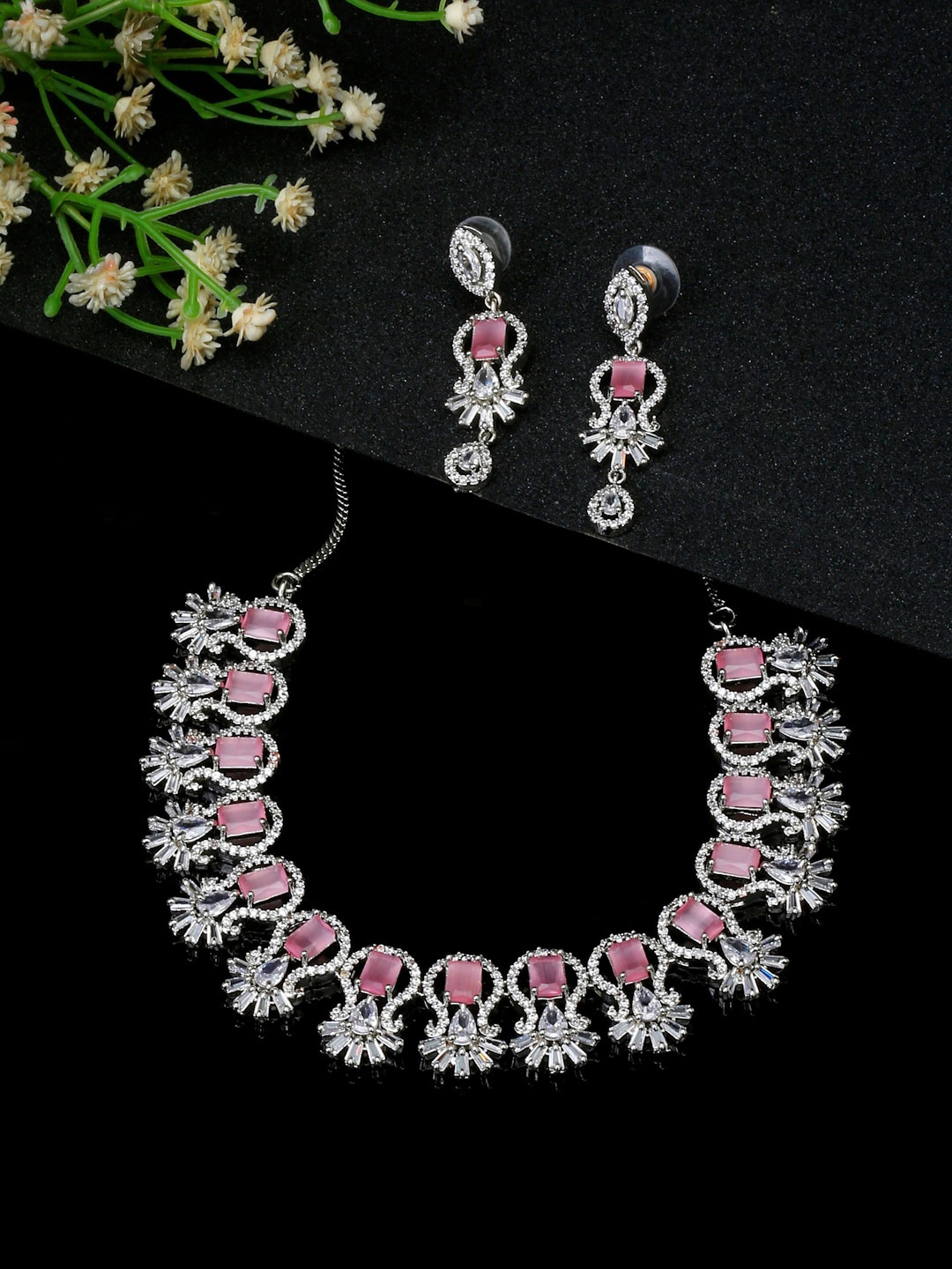 

YouBella Silver-Plated AD-Studded Jewellery Set