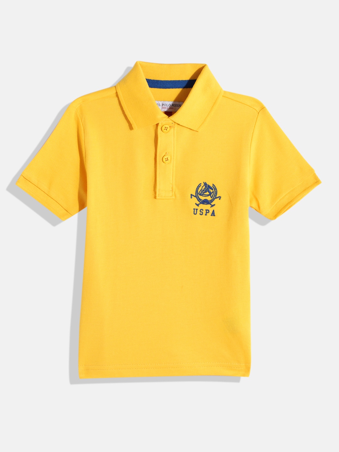 

U.S. Polo Assn. Kids Boys Embroidered Pure Cotton T-shirt, Yellow