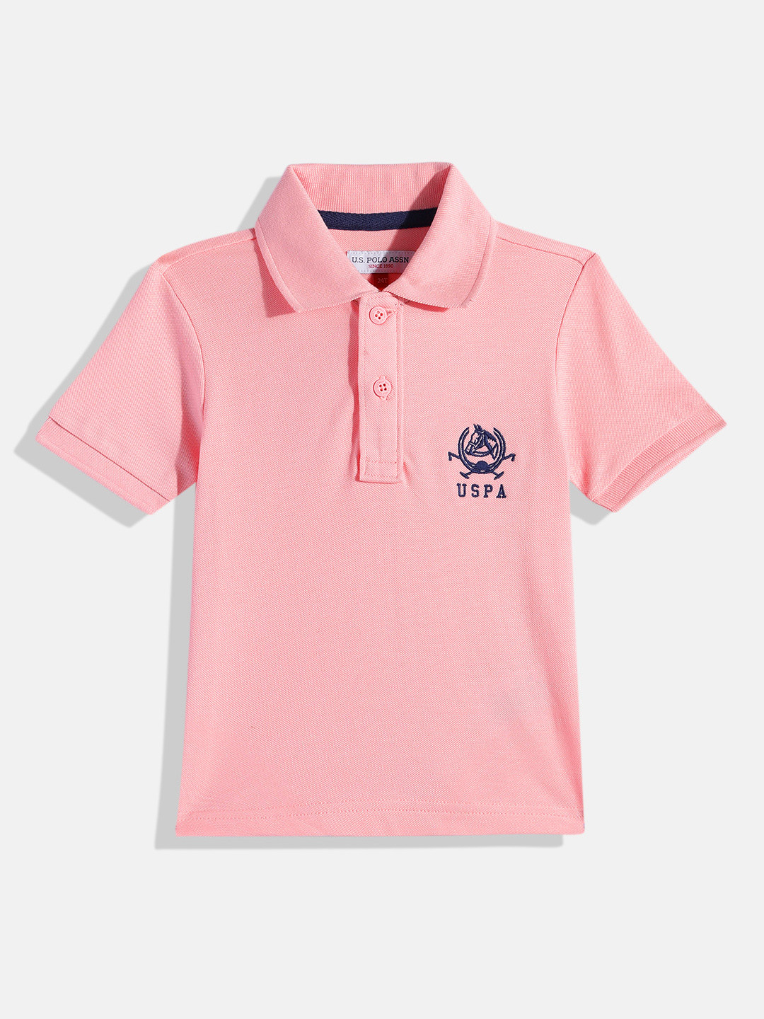 

U.S. Polo Assn. Kids Boys Solid Pure Cotton T-shirt, Pink