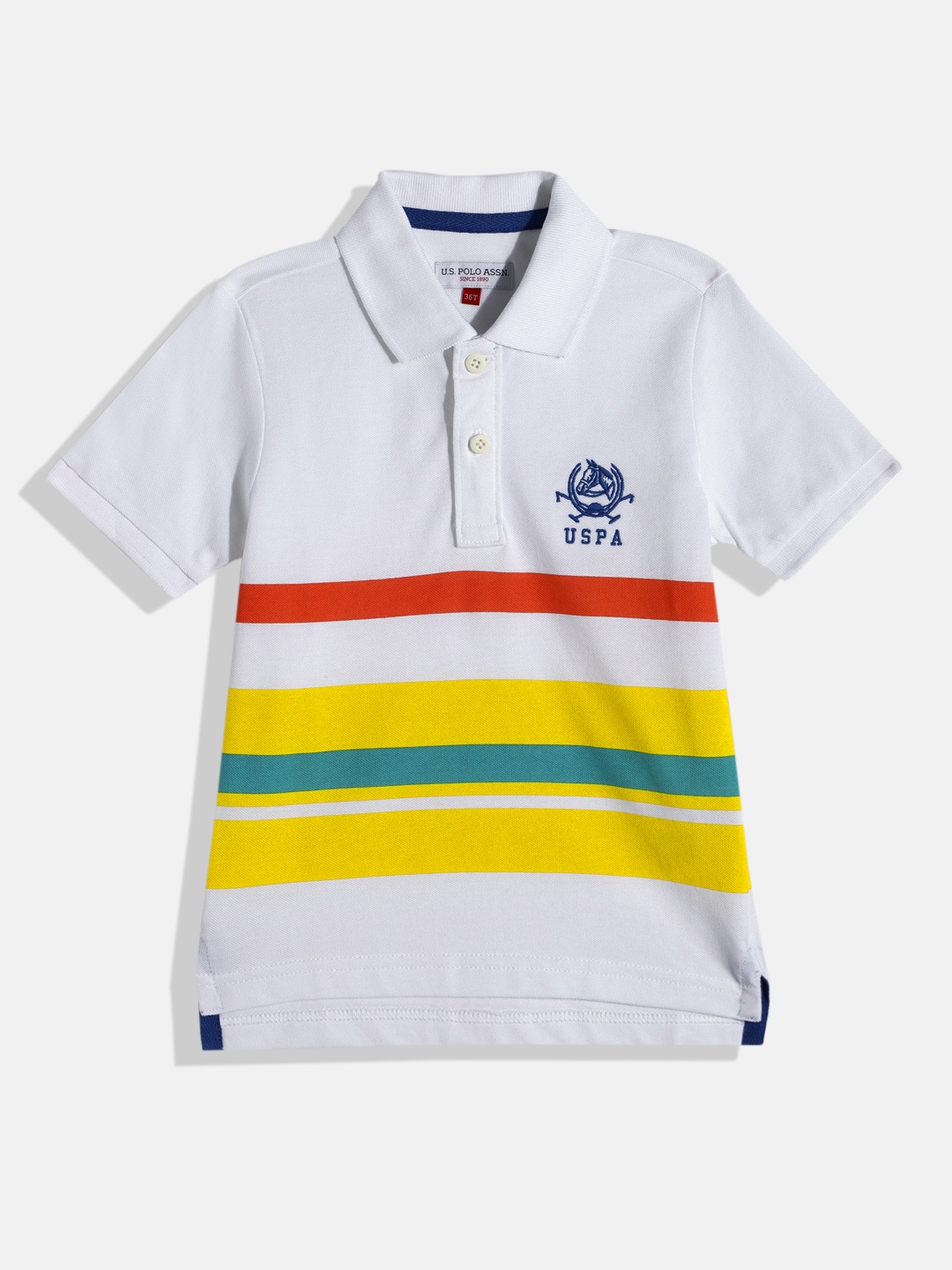 

U.S. Polo Assn. Kids Boys Striped Pure Cotton T-shirt, White