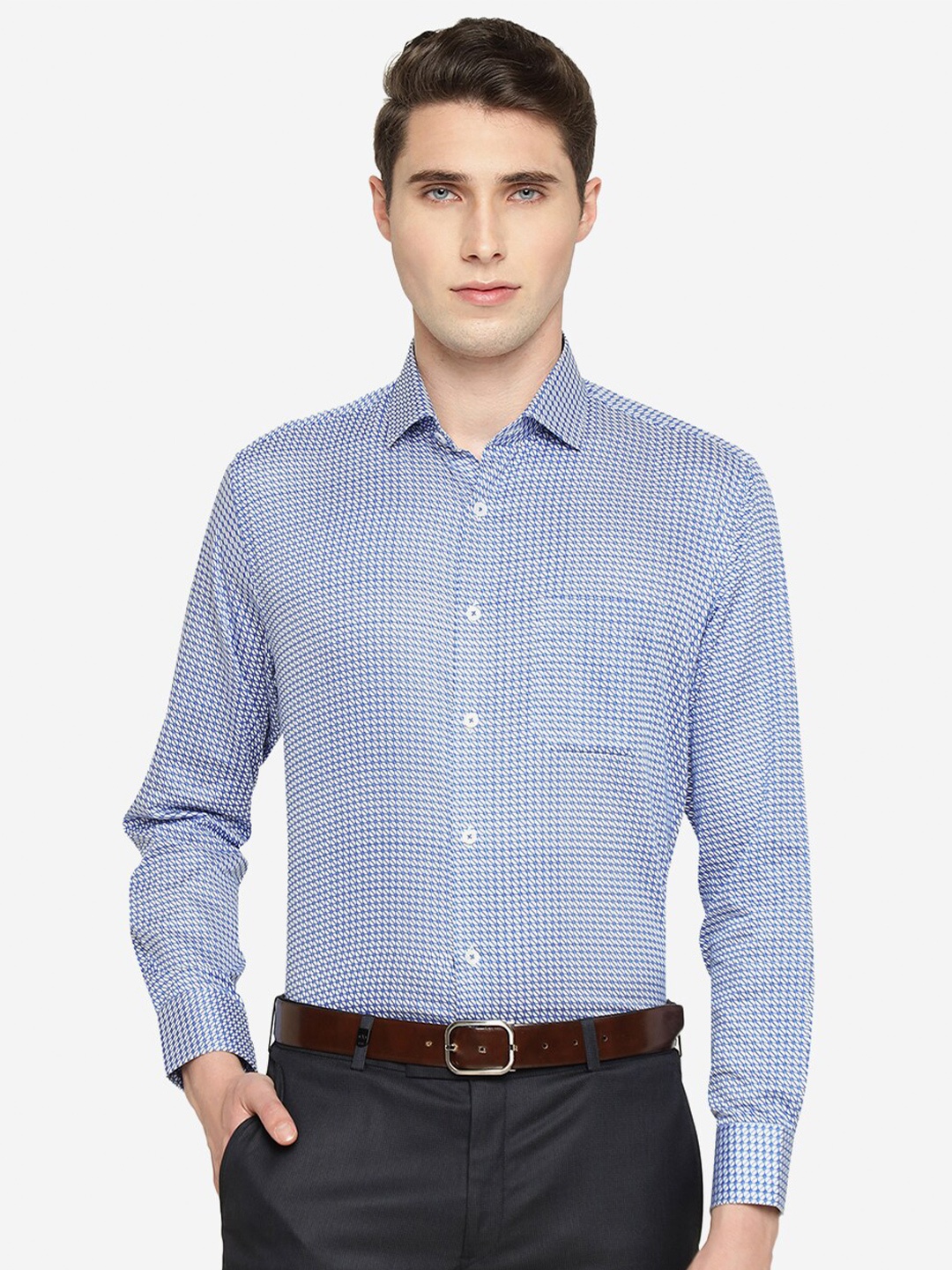 

JADE BLUE Conversational Printed Long Sleeves Cotton Formal Shirt, White