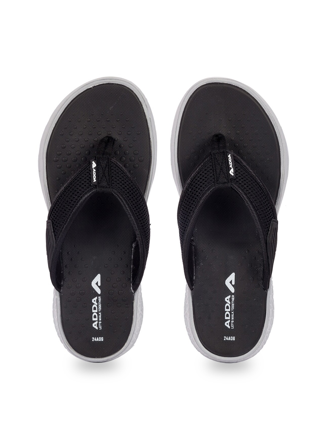 

Adda Men Textured Rubber Thong Flip-Flops, Black