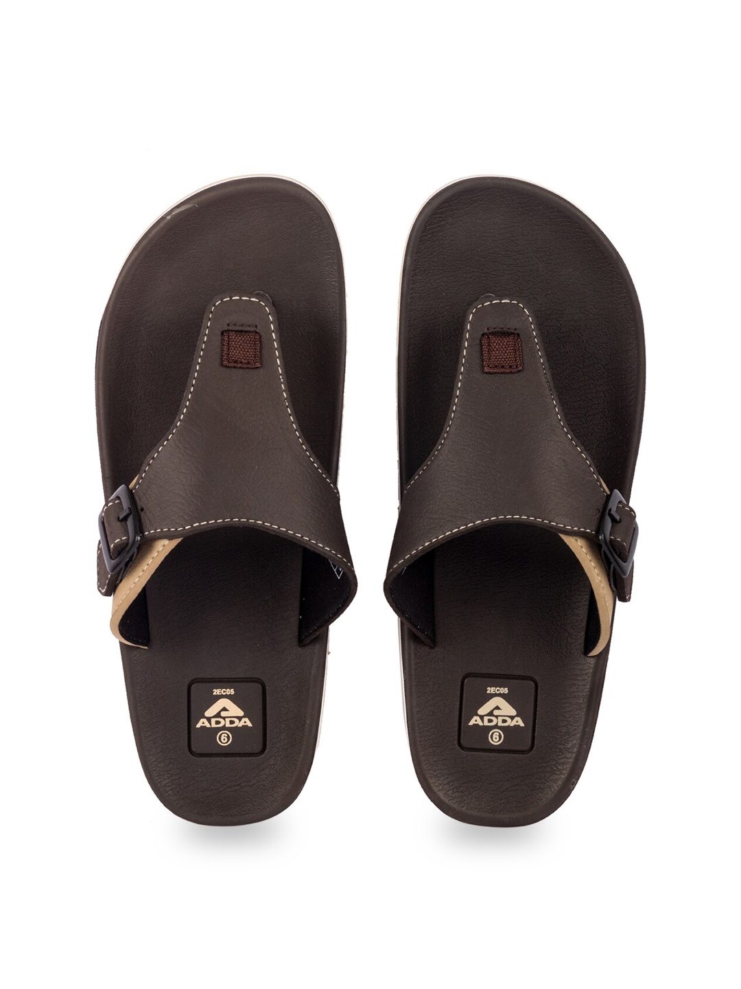 

Adda Men T-Straps Rubber Thong Flip-Flops, Brown