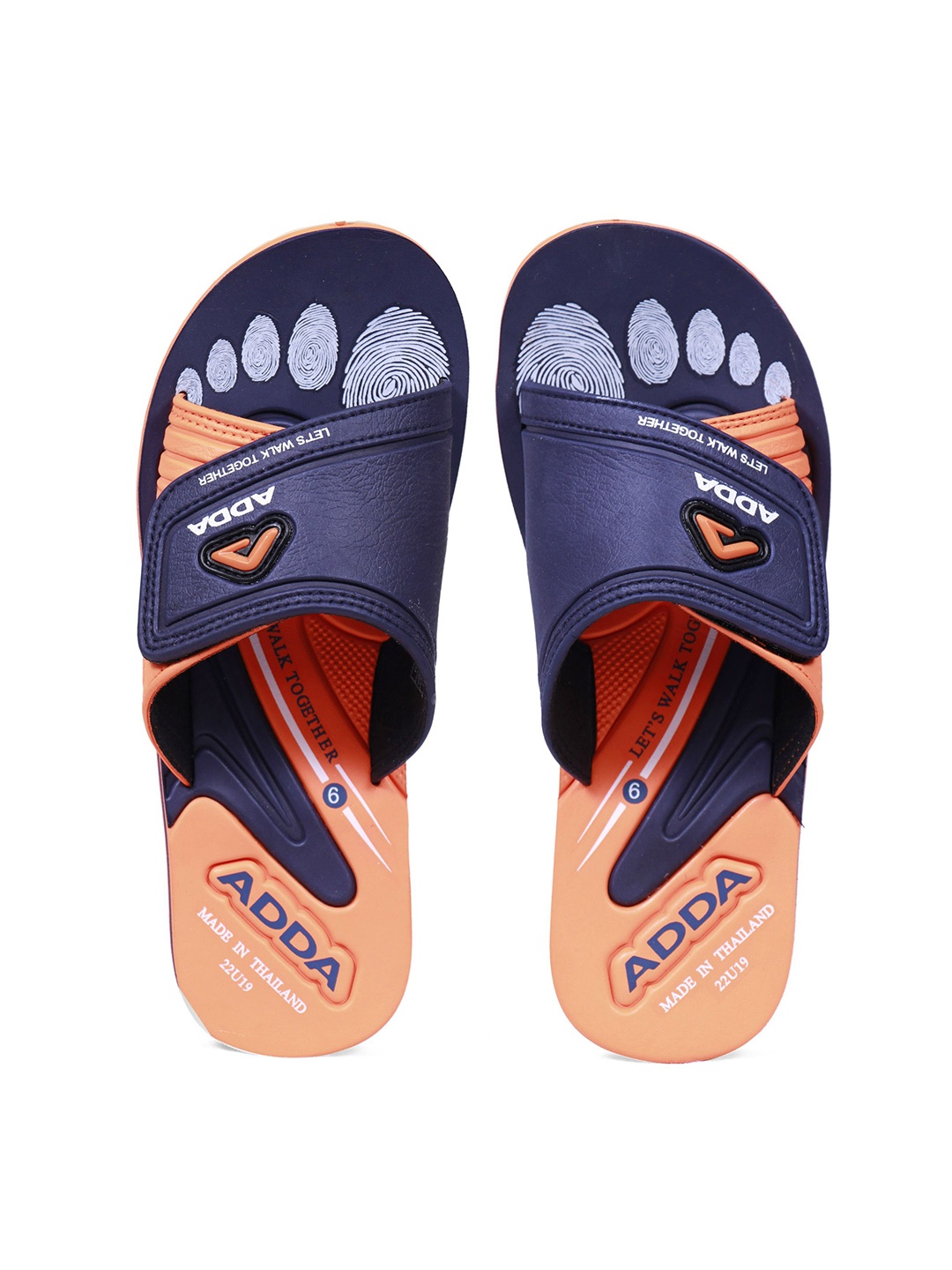 

Adda Men Open Toe Slip On Printed Rubber Sliders, Orange