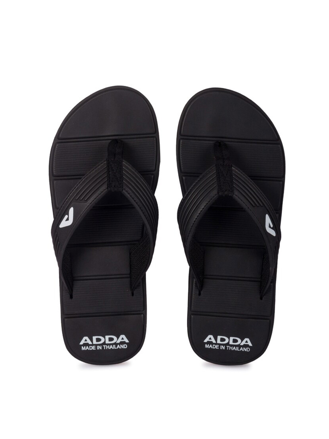 

Adda Men T-Straps Rubber Thong Flip-Flops, Black