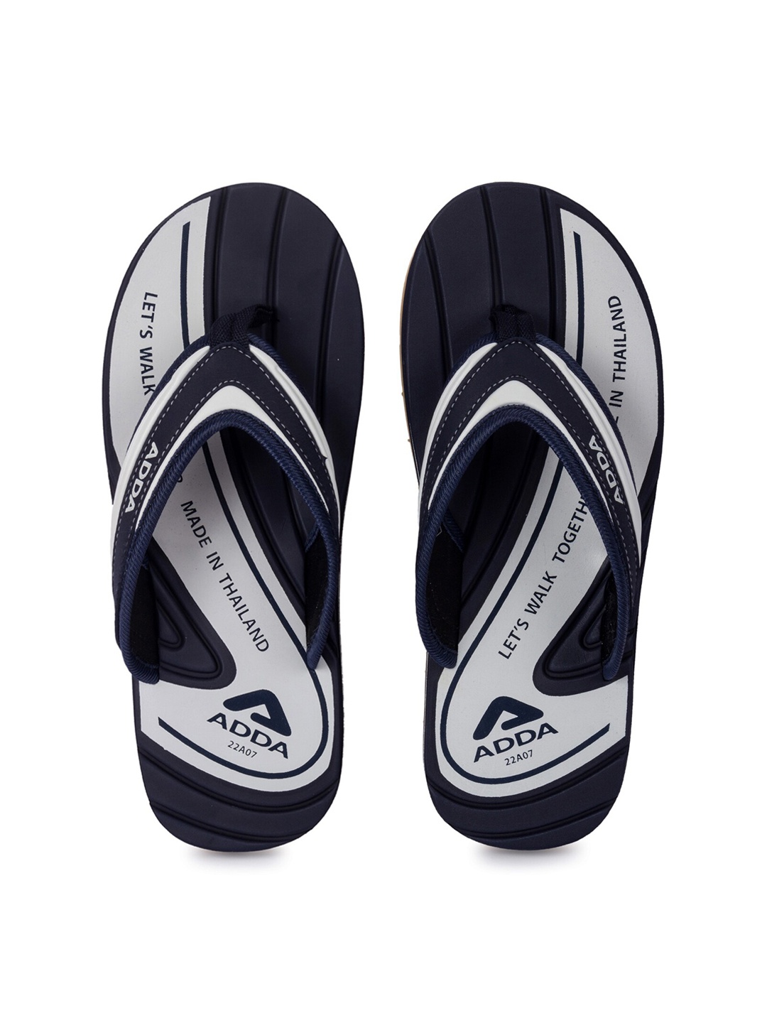 

Adda Men T-Straps Printed Rubber Thong Flip-Flops, White
