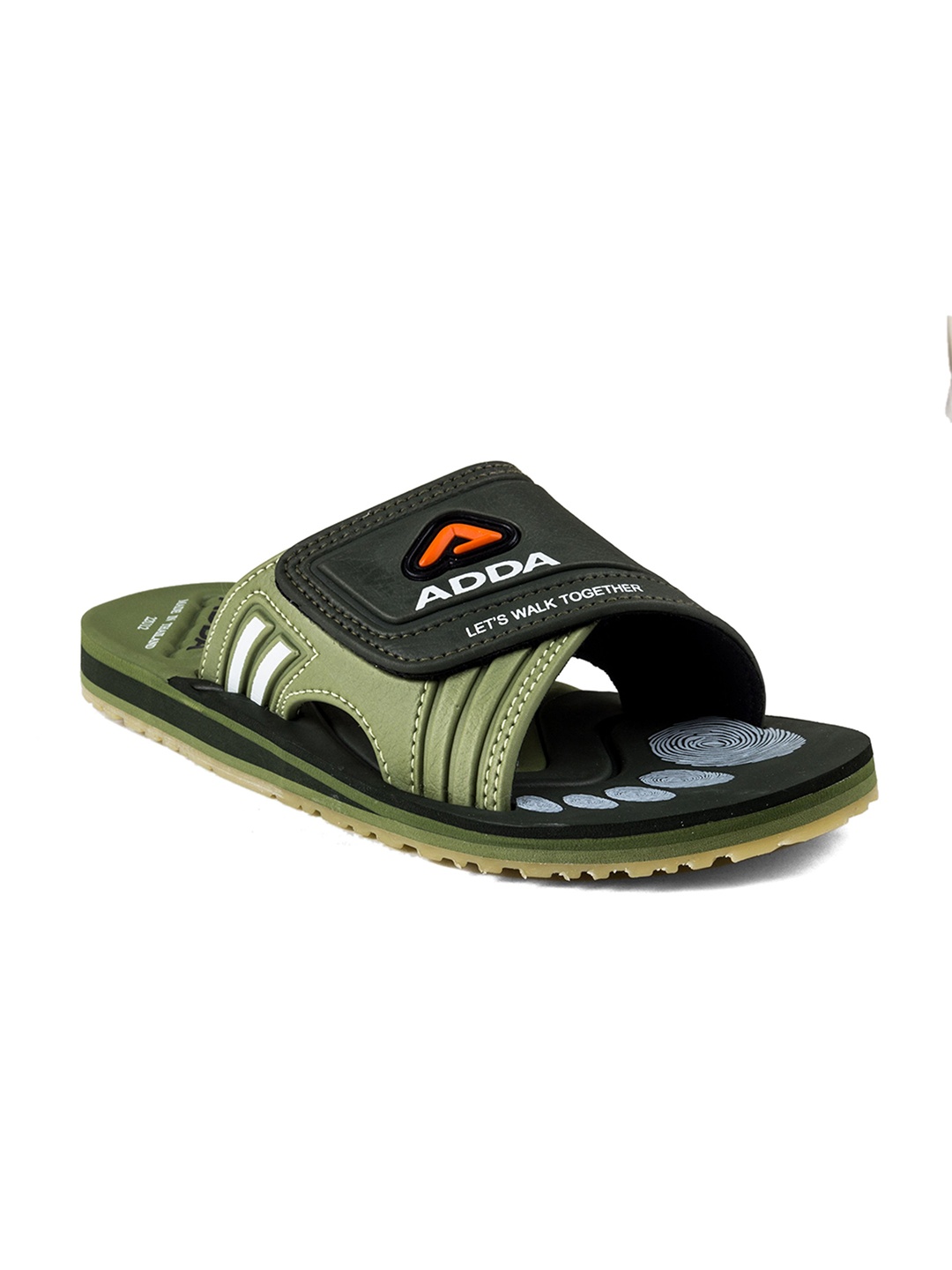 

Adda Men Printed Rubber Sliders, Olive