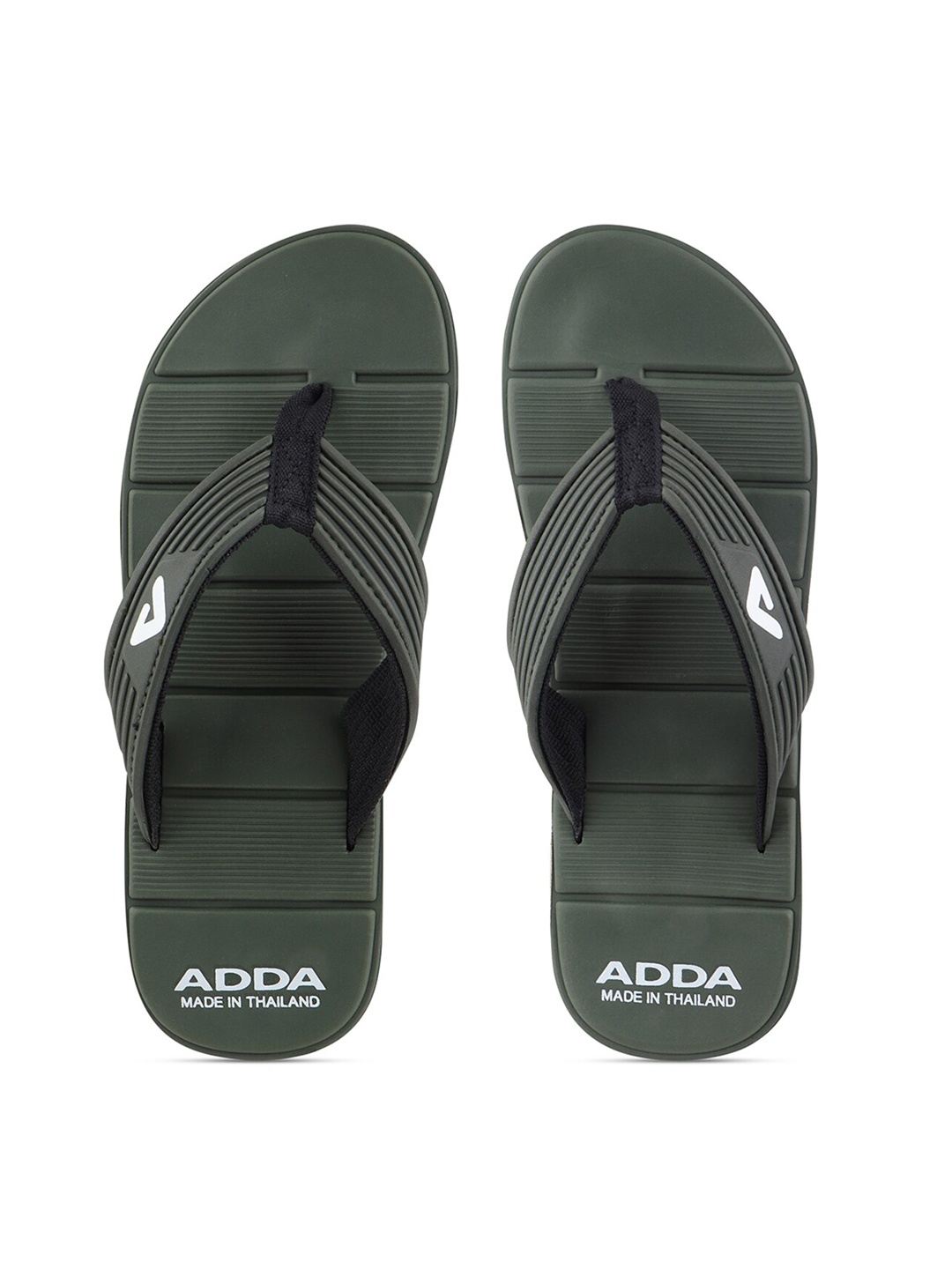 

Adda Men T-Straps Rubber Thong Flip-Flops, Olive