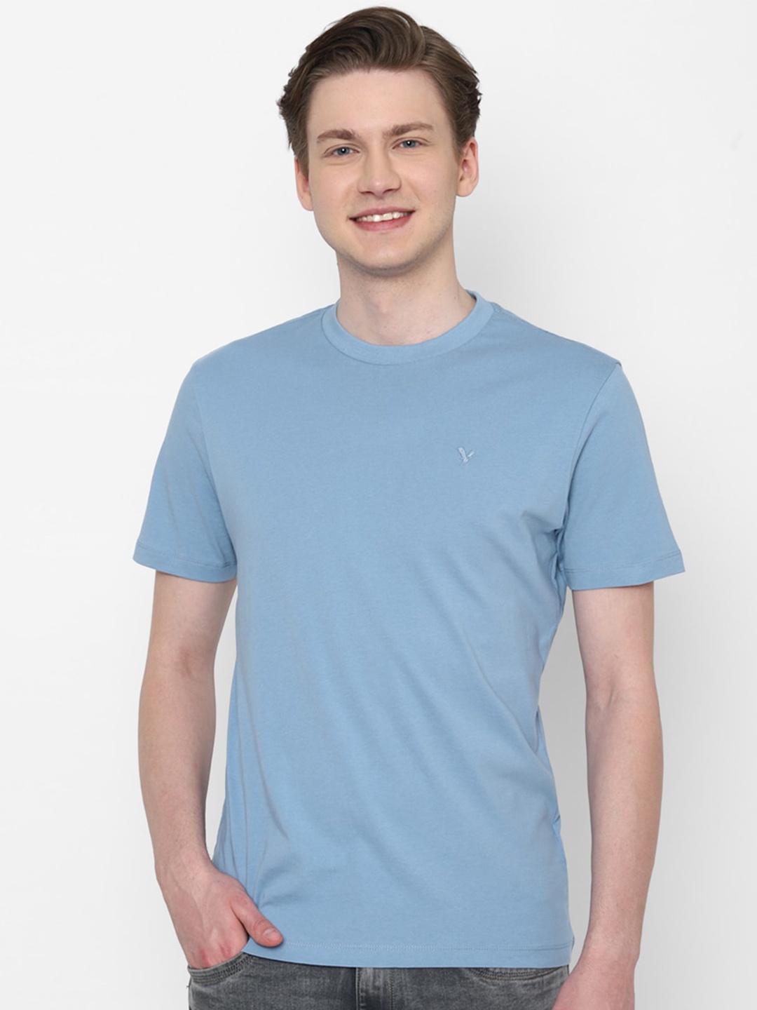

AMERICAN EAGLE OUTFITTERS Round Neck Short Sleeves Pure Cotton T-shirt, Blue