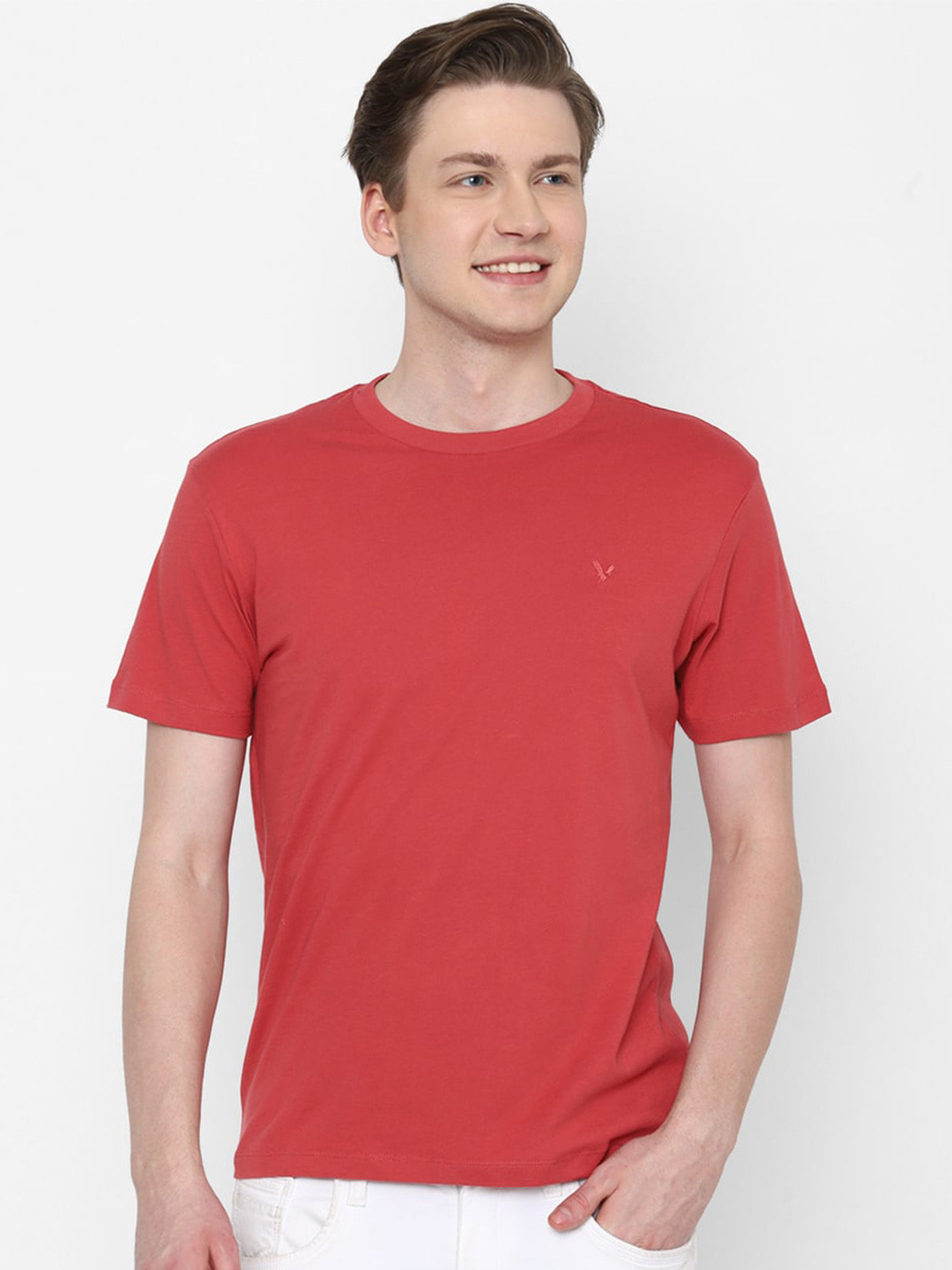 

AMERICAN EAGLE OUTFITTERS Round Neck Short Sleeves Pure Cotton T-shirt, Red