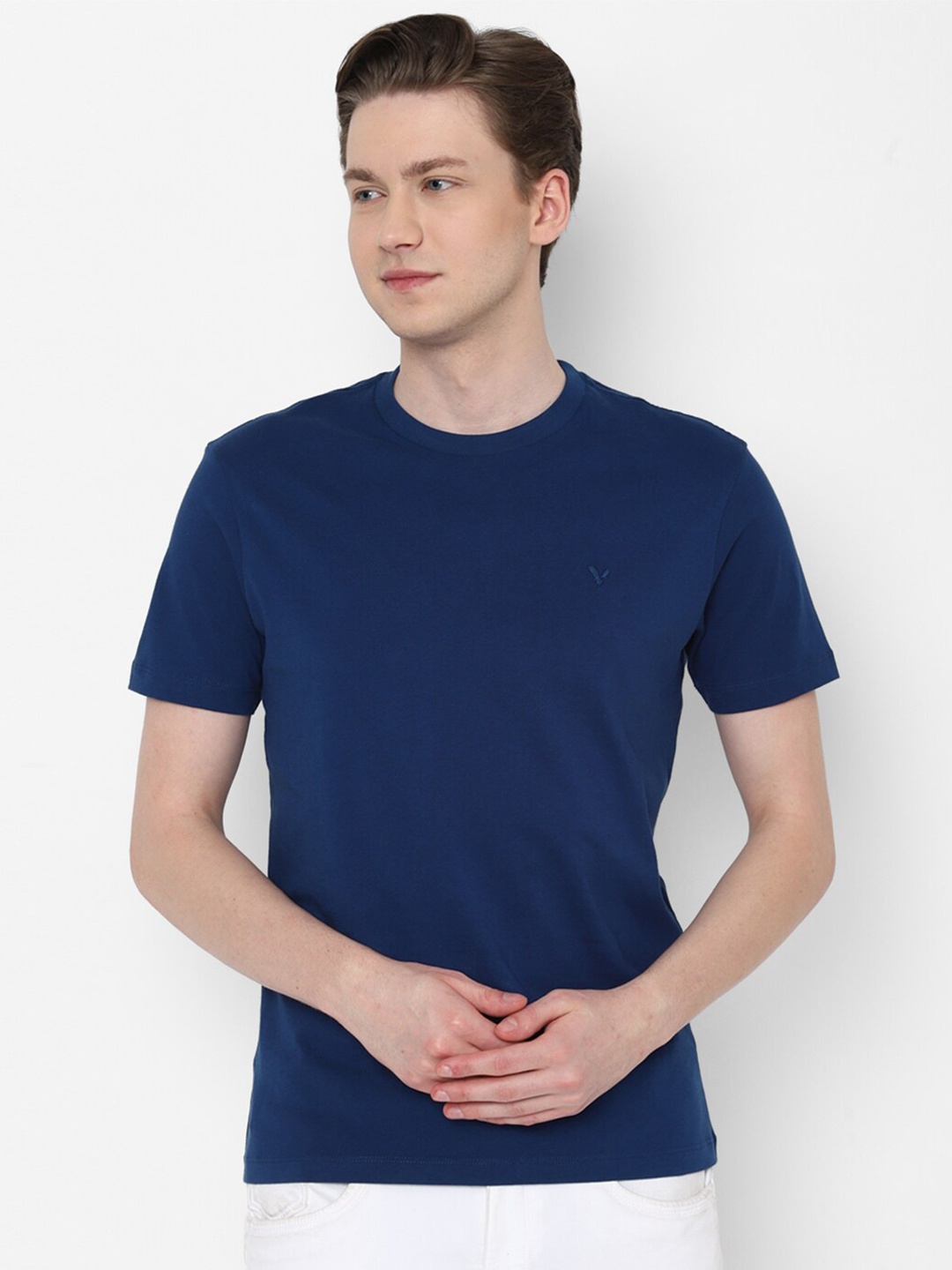 

AMERICAN EAGLE OUTFITTERS Round Neck Pure Cotton T-shirt, Navy blue